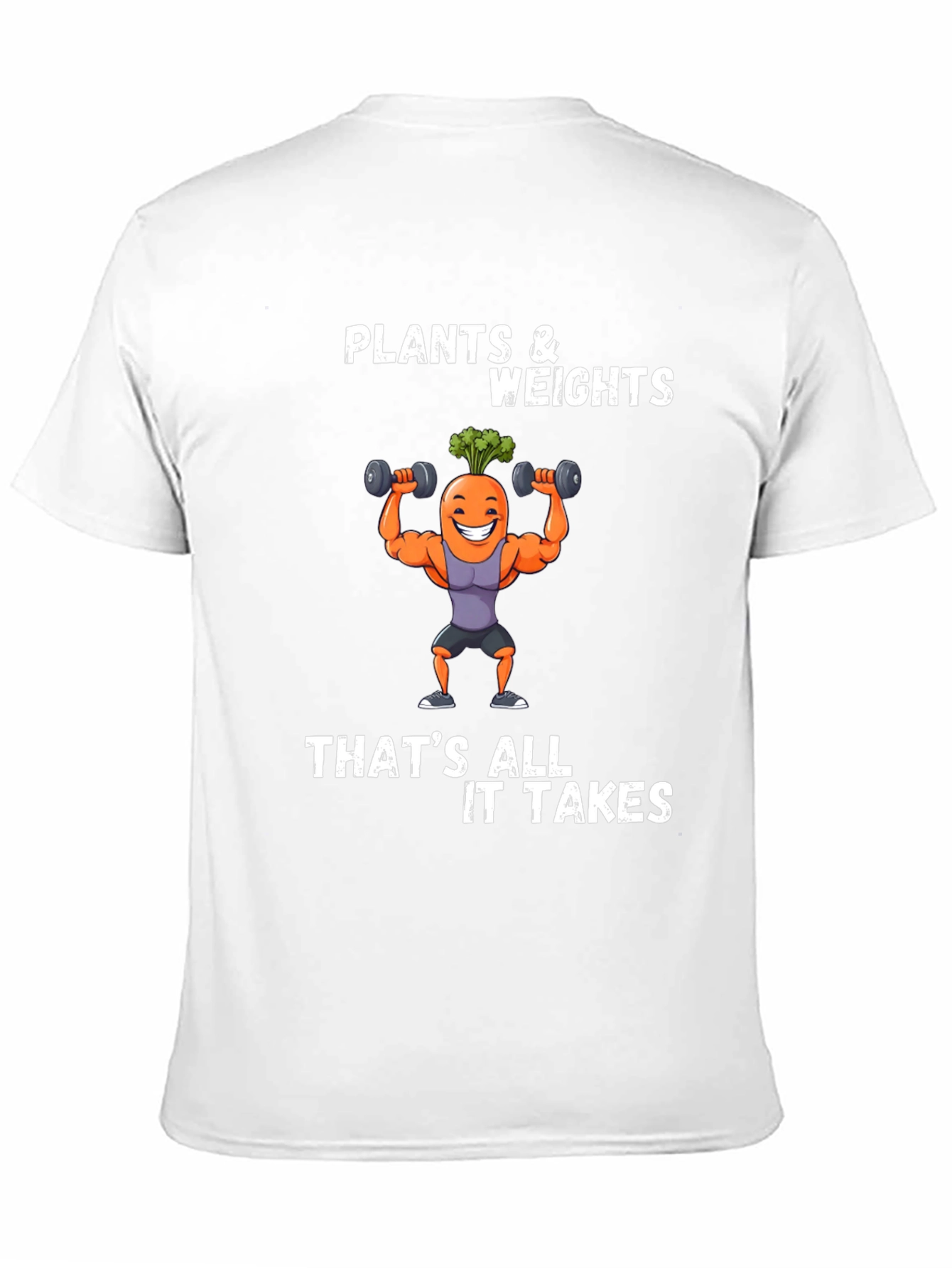 Plants and Weights T-Shirt - Funny Fitness Carrot Tee