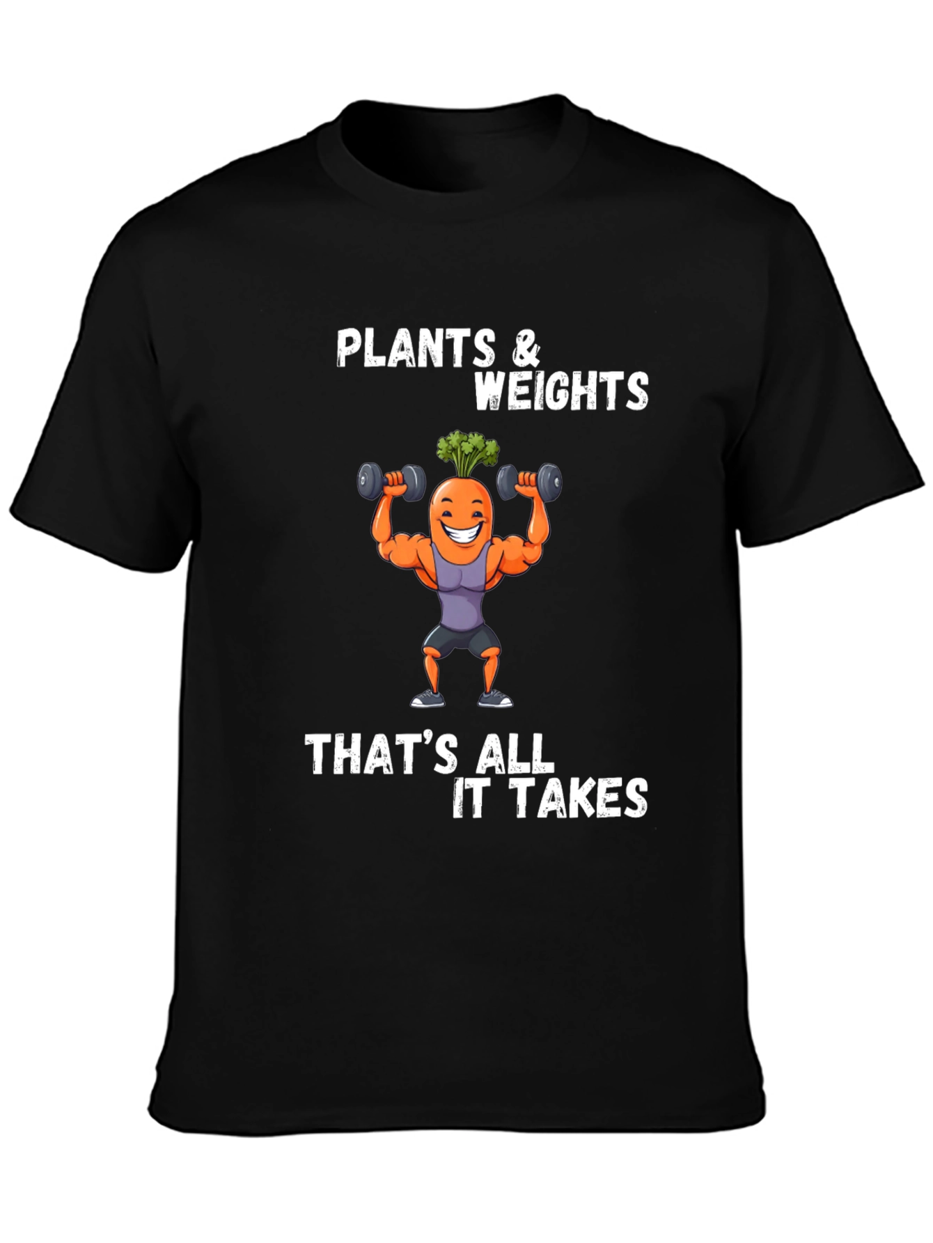 Plants and Weights T-Shirt - Funny Fitness Carrot Tee