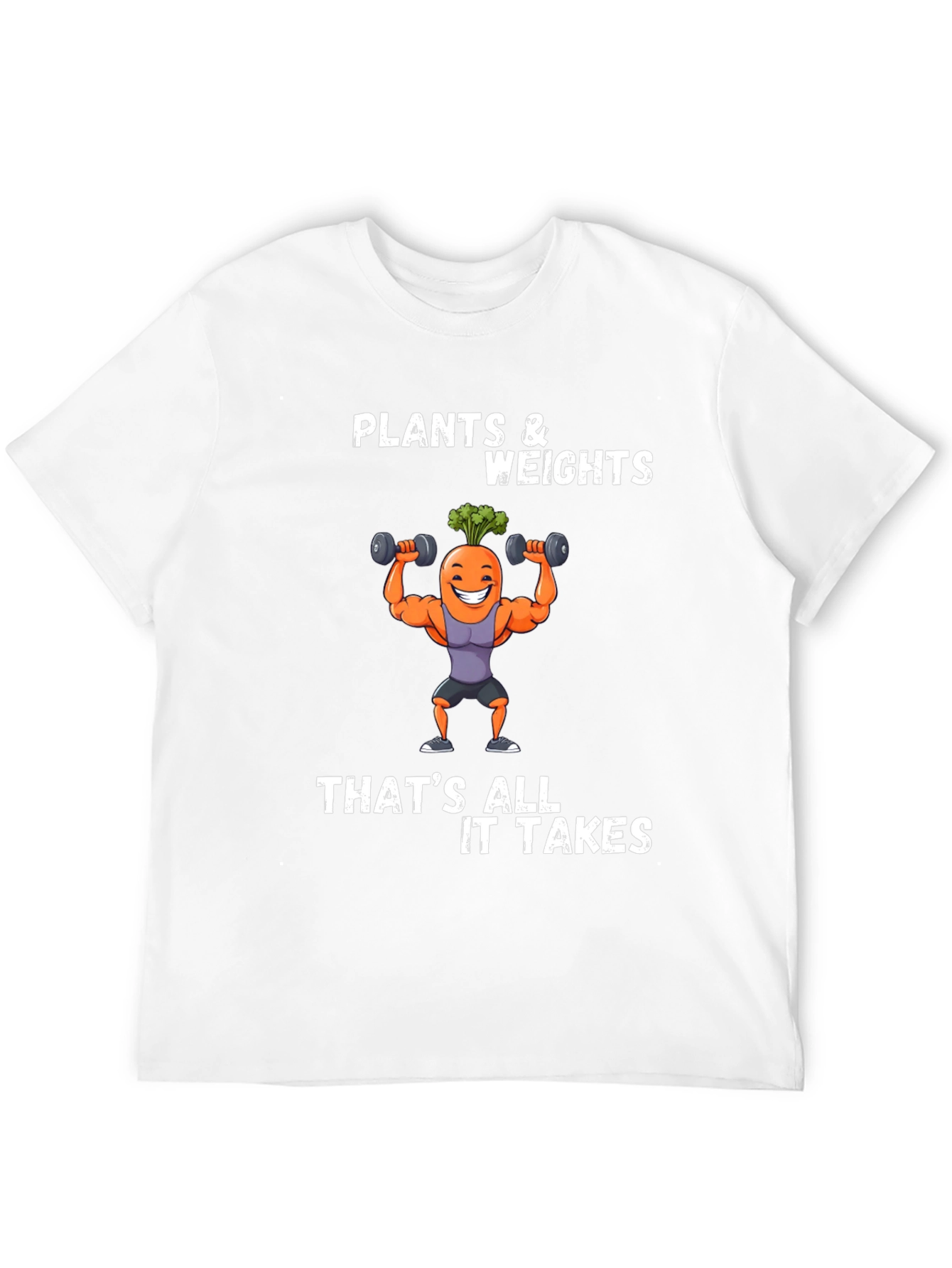 Plants and Weights T-Shirt - Funny Fitness Carrot Tee