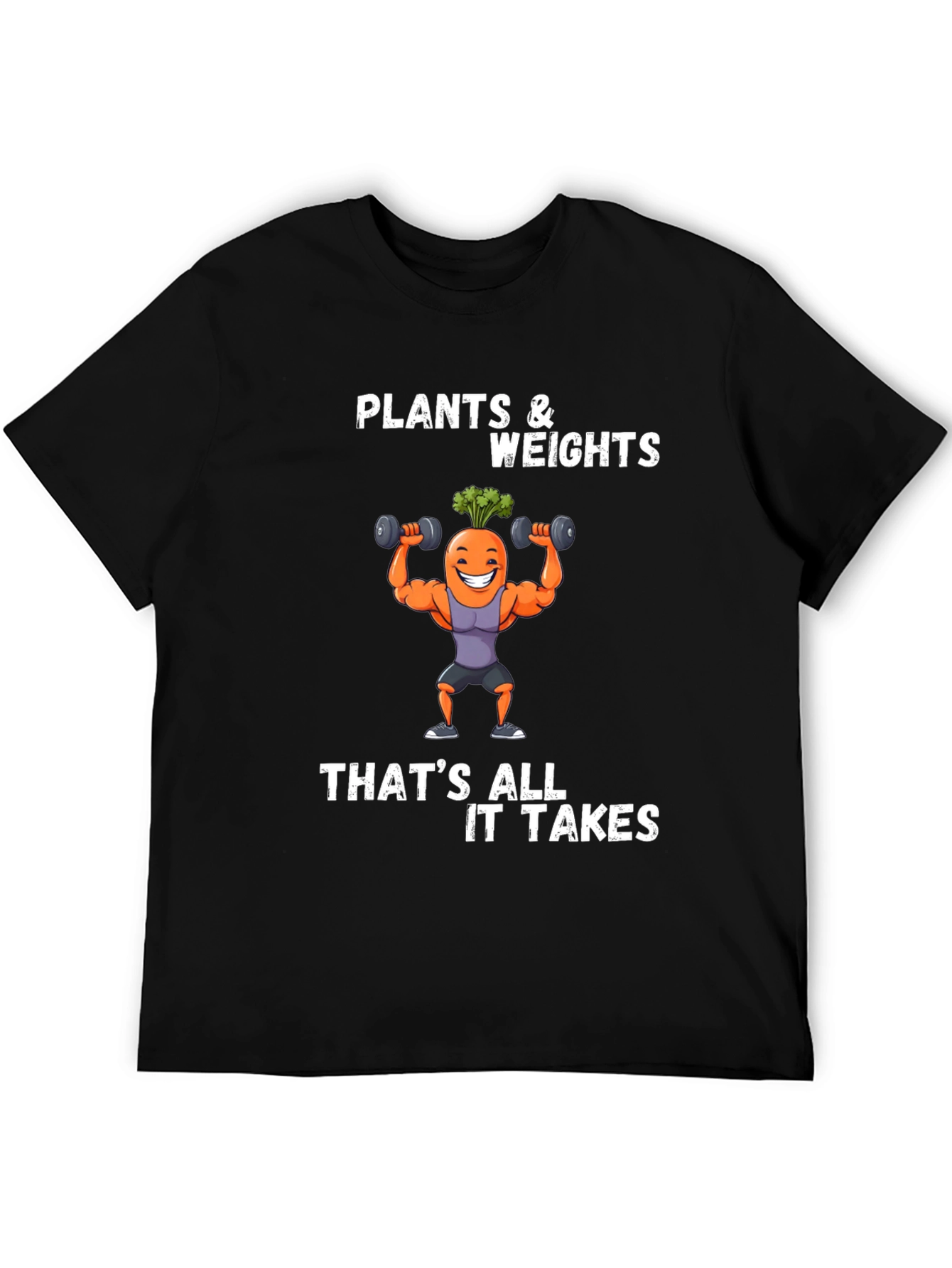 Plants and Weights T-Shirt - Funny Fitness Carrot Tee