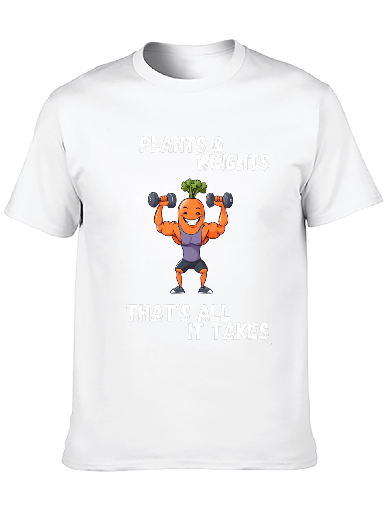 Plants and Weights T-Shirt - Funny Fitness Carrot Tee