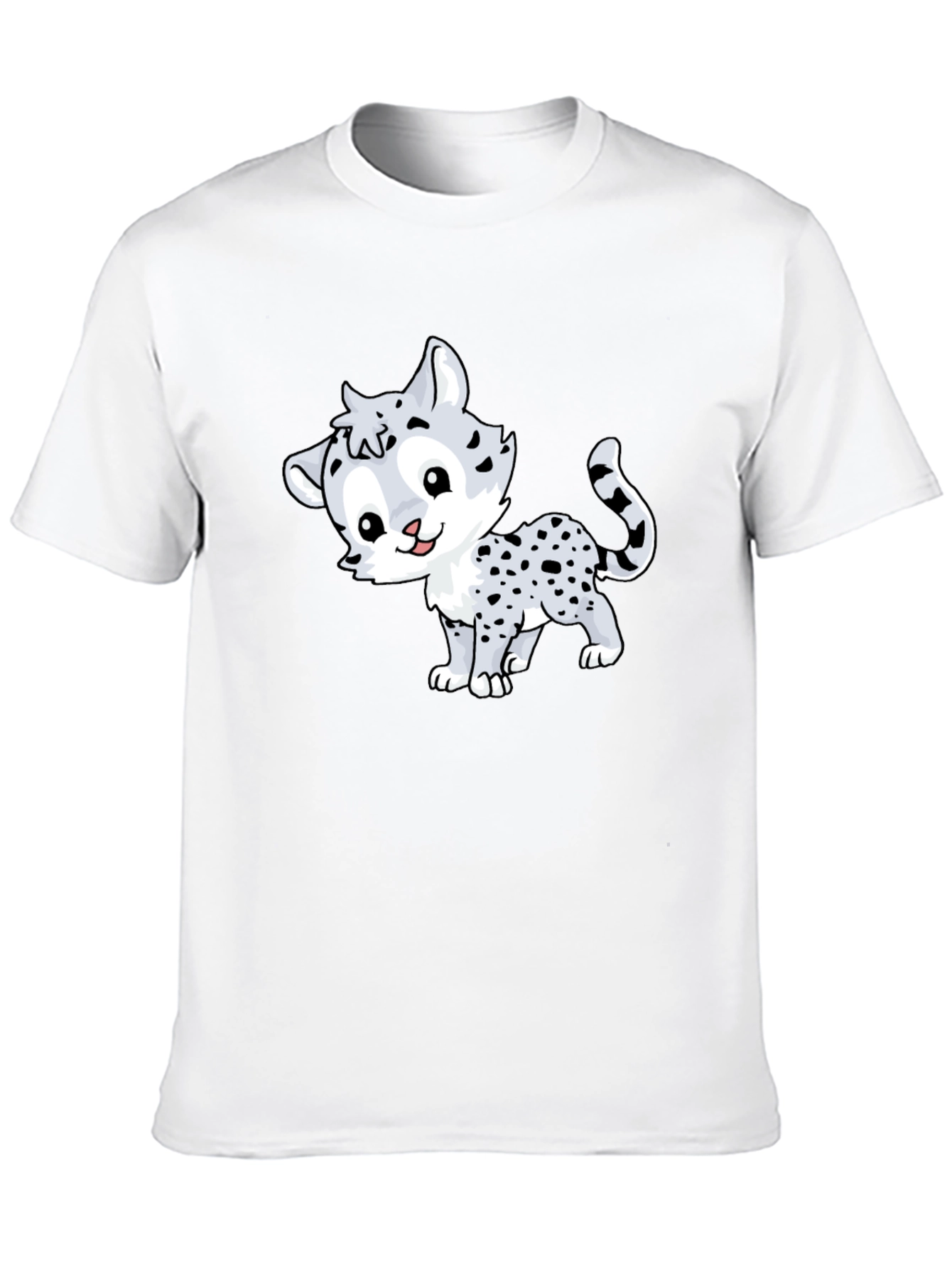 Cute Cartoon Leopard Graphic Tee - Black