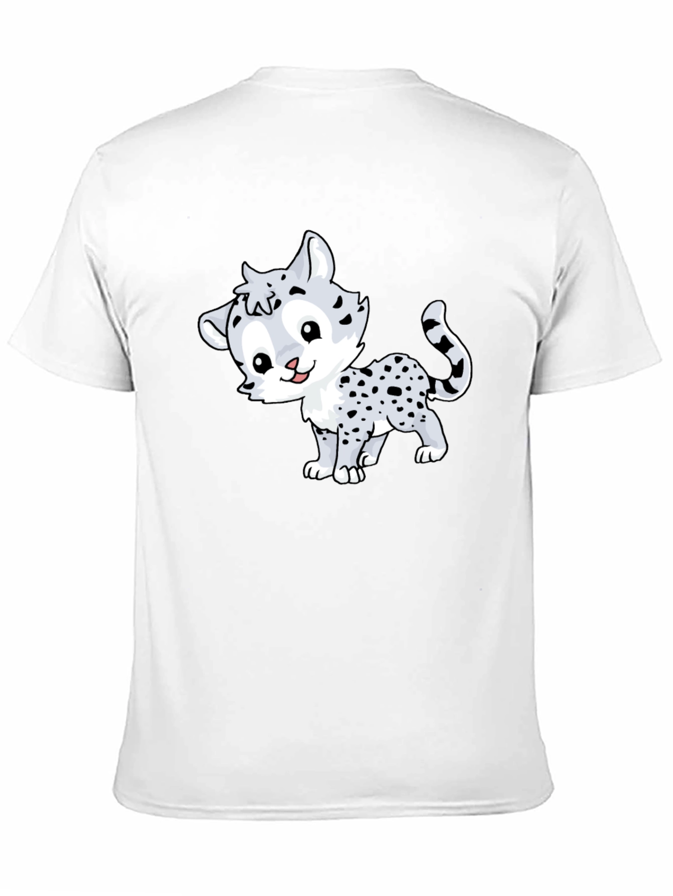 Cute Cartoon Leopard Graphic Tee - Black