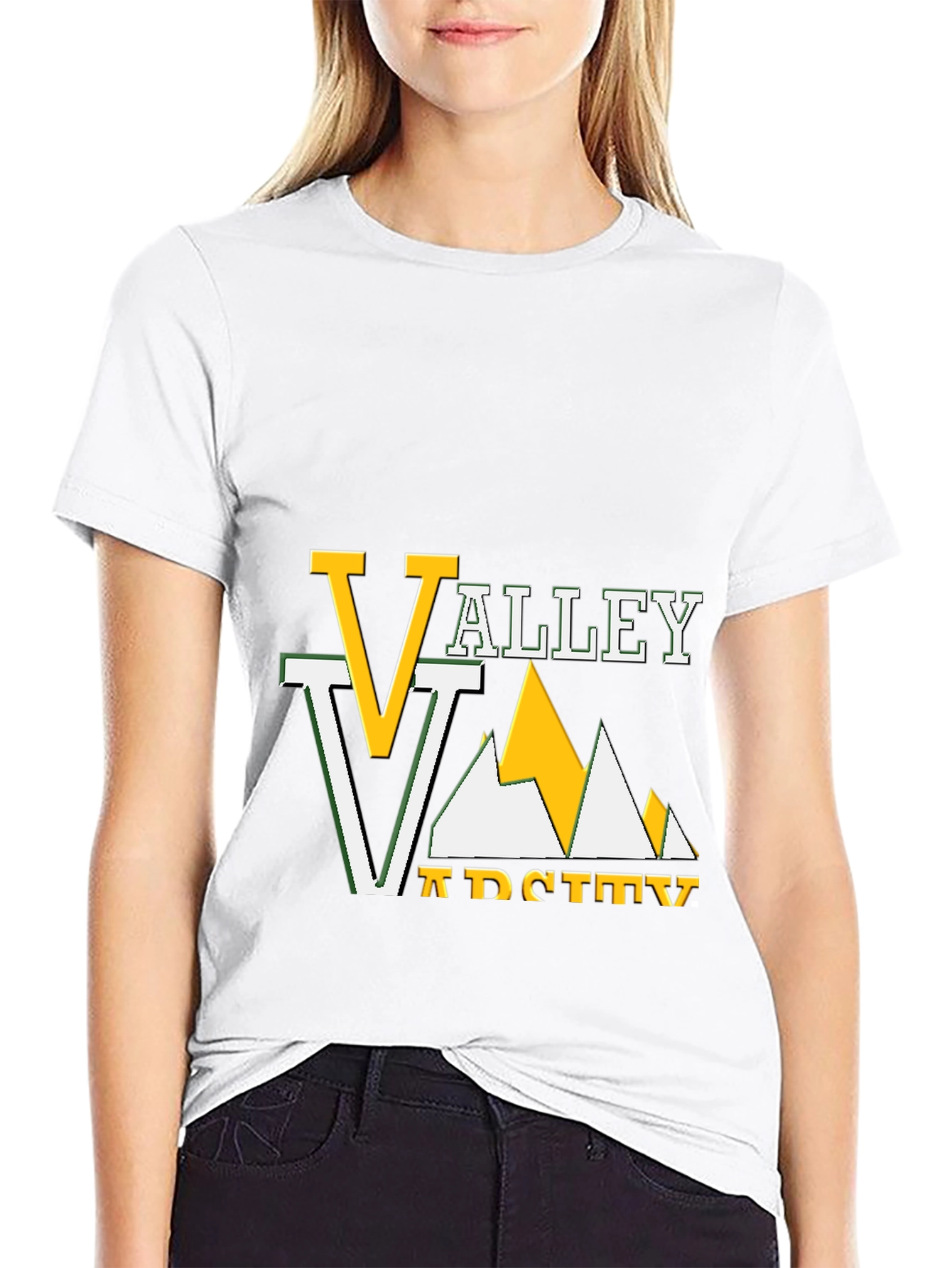 Valley Varsity Graphic Tee - Black Cotton T-Shirt