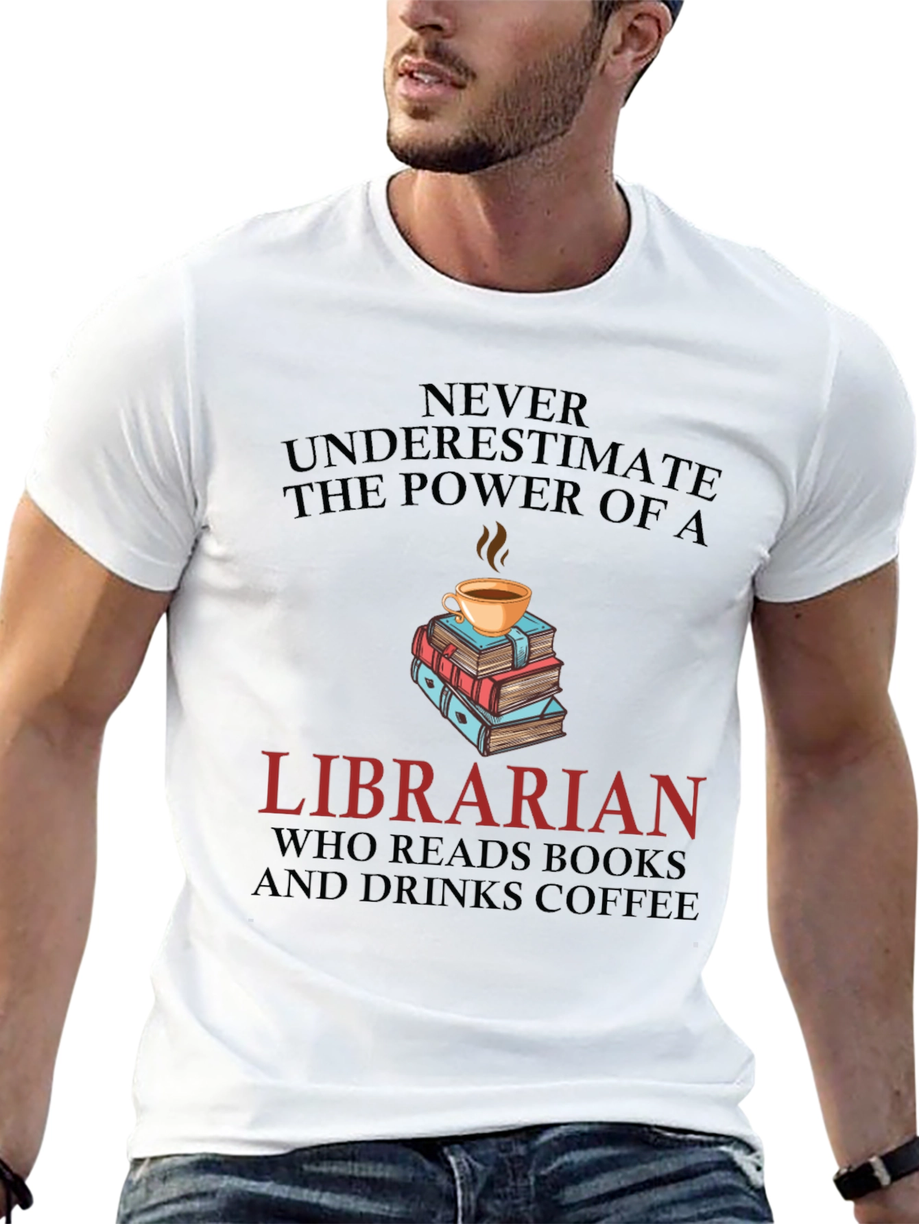 Librarian Reads Books & Drinks Coffee Graphic Tee