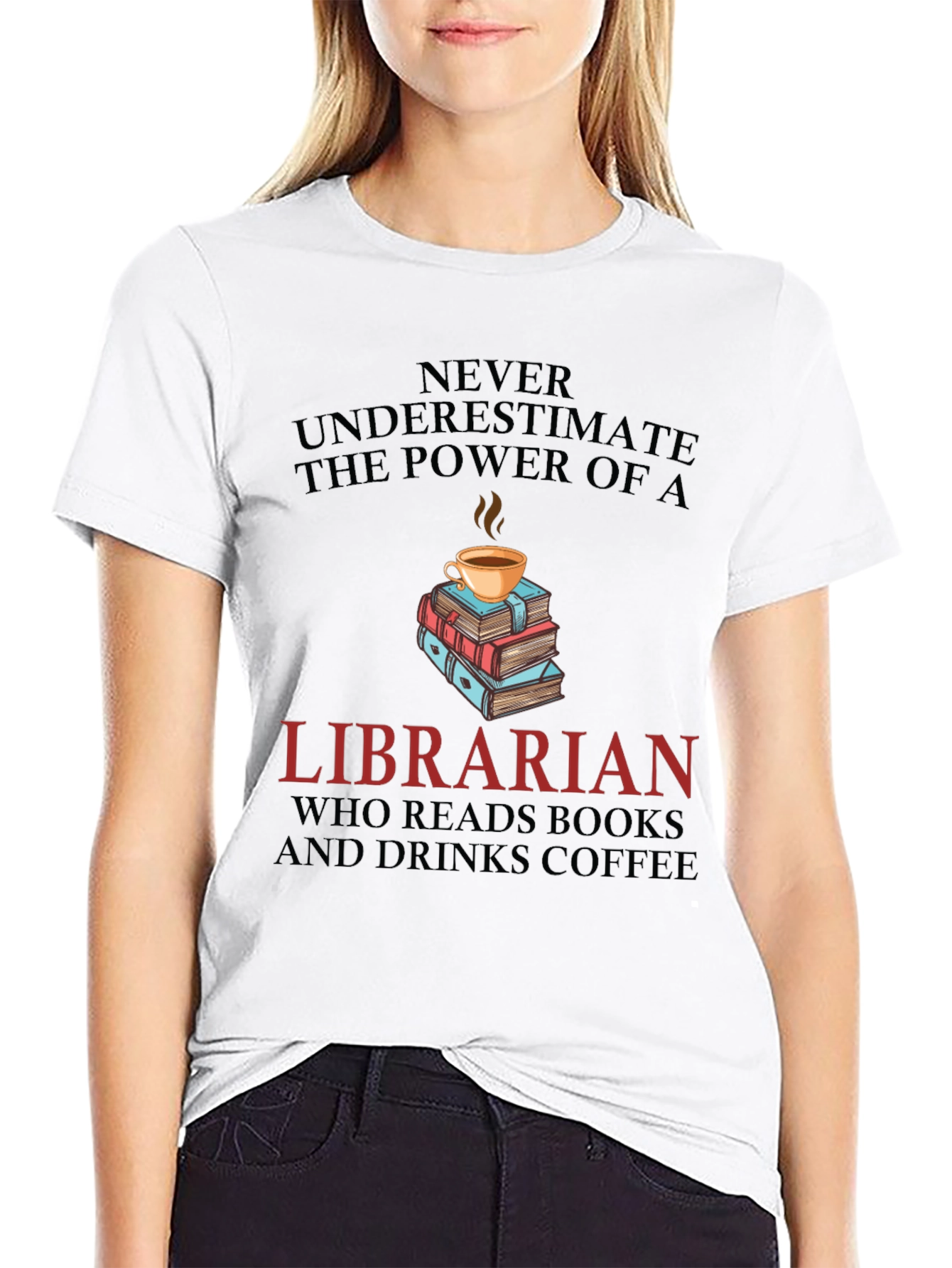 Librarian Reads Books & Drinks Coffee Graphic Tee