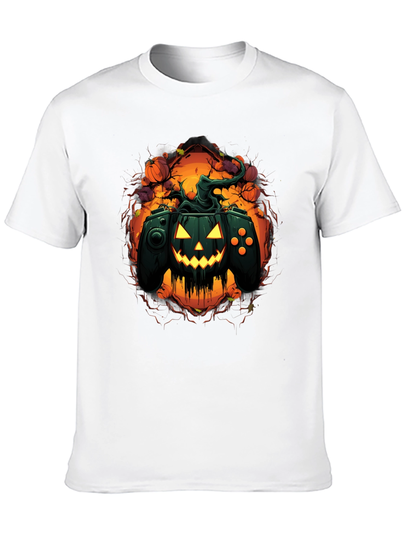 Halloween Gamer Pumpkin Black T-Shirt