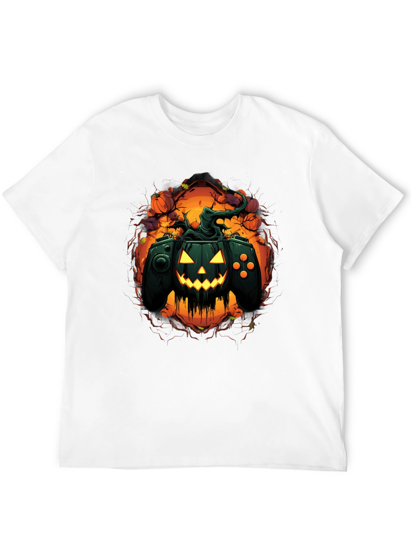 Halloween Gamer Pumpkin Black T-Shirt