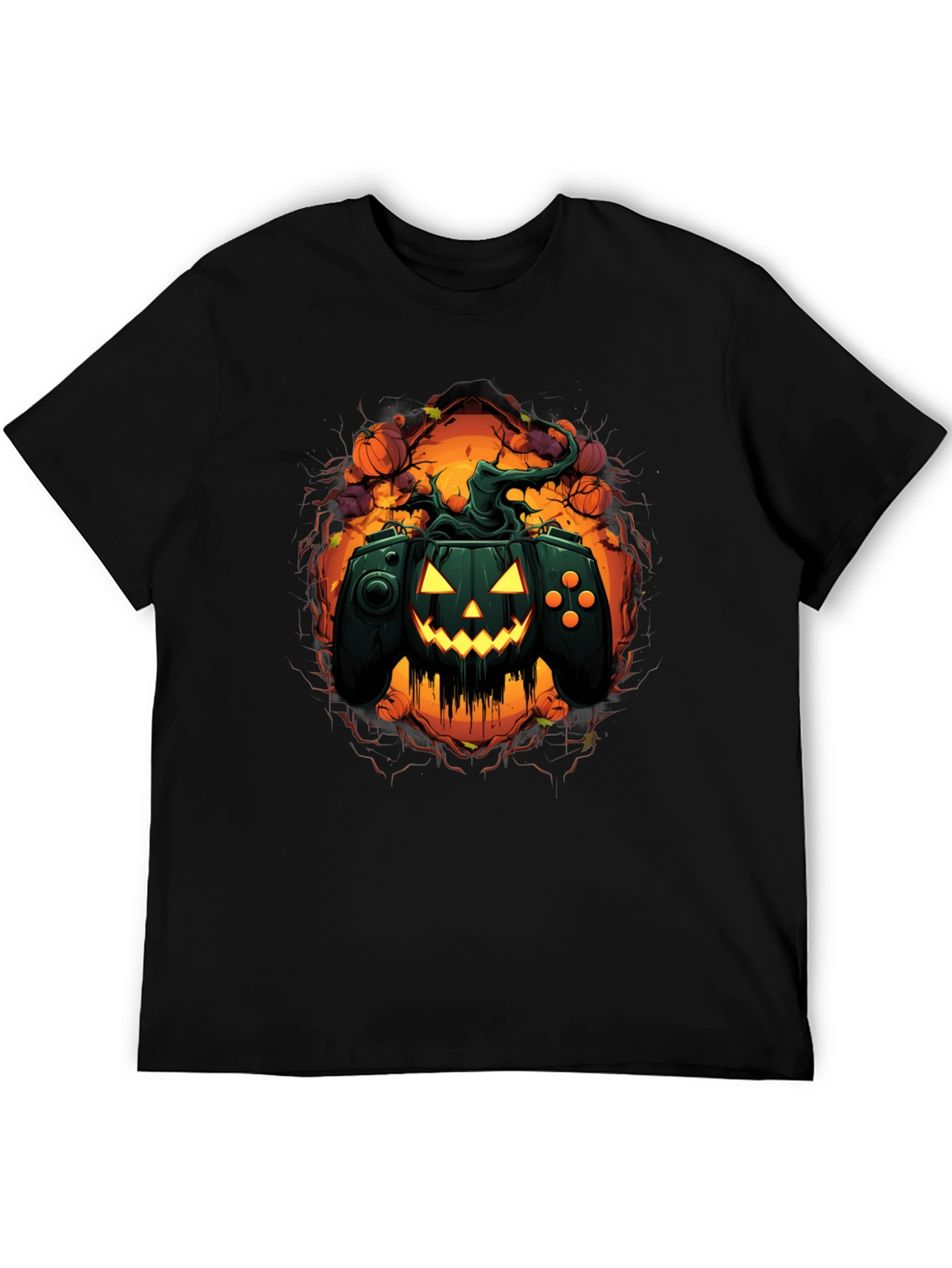 Halloween Gamer Pumpkin Black T-Shirt