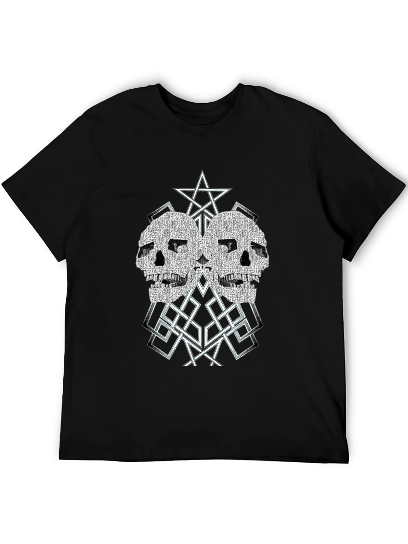 Skull Star Graphic Tee - Black Cotton Blend