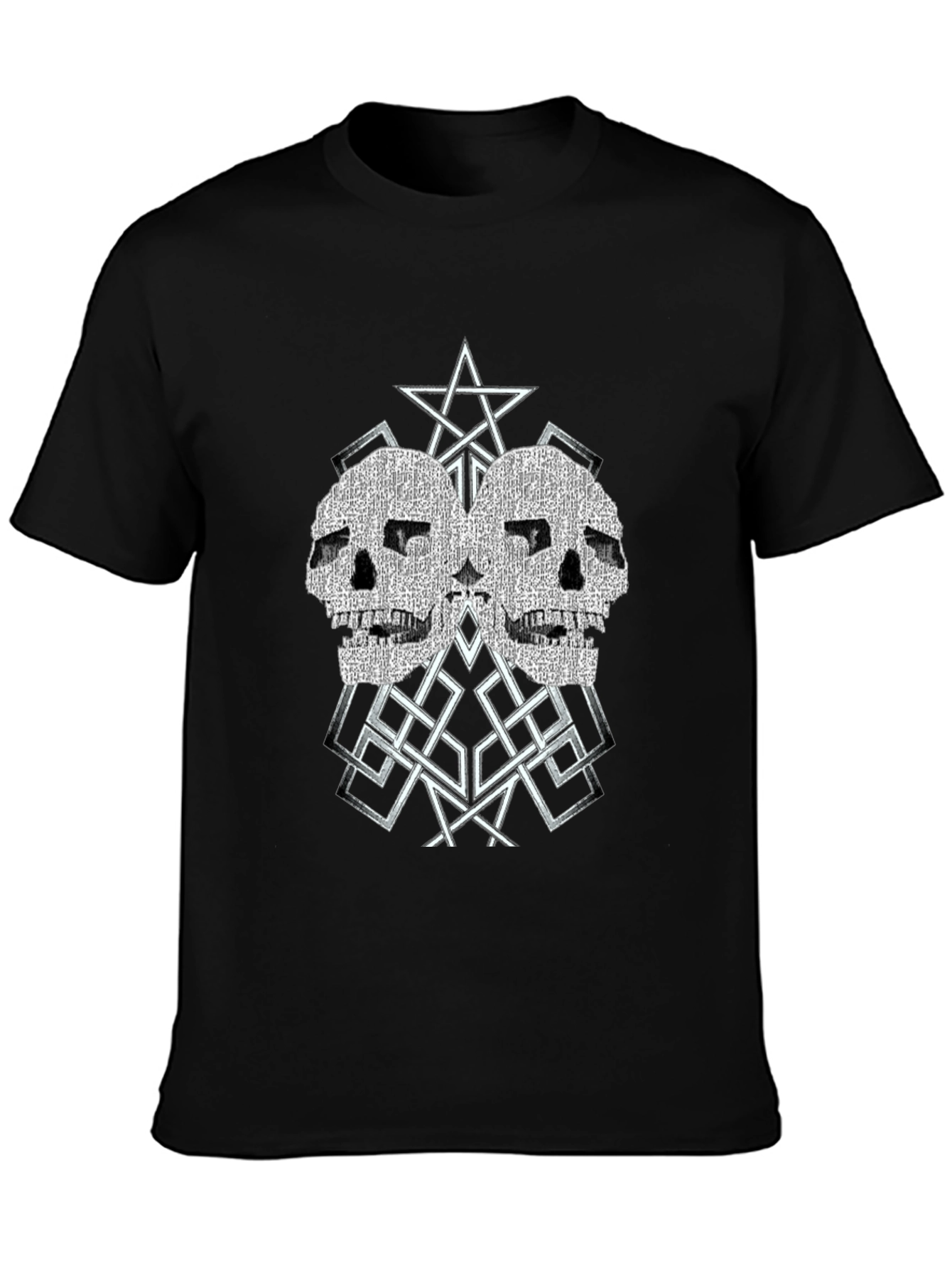 Skull Star Graphic Tee - Black Cotton Blend