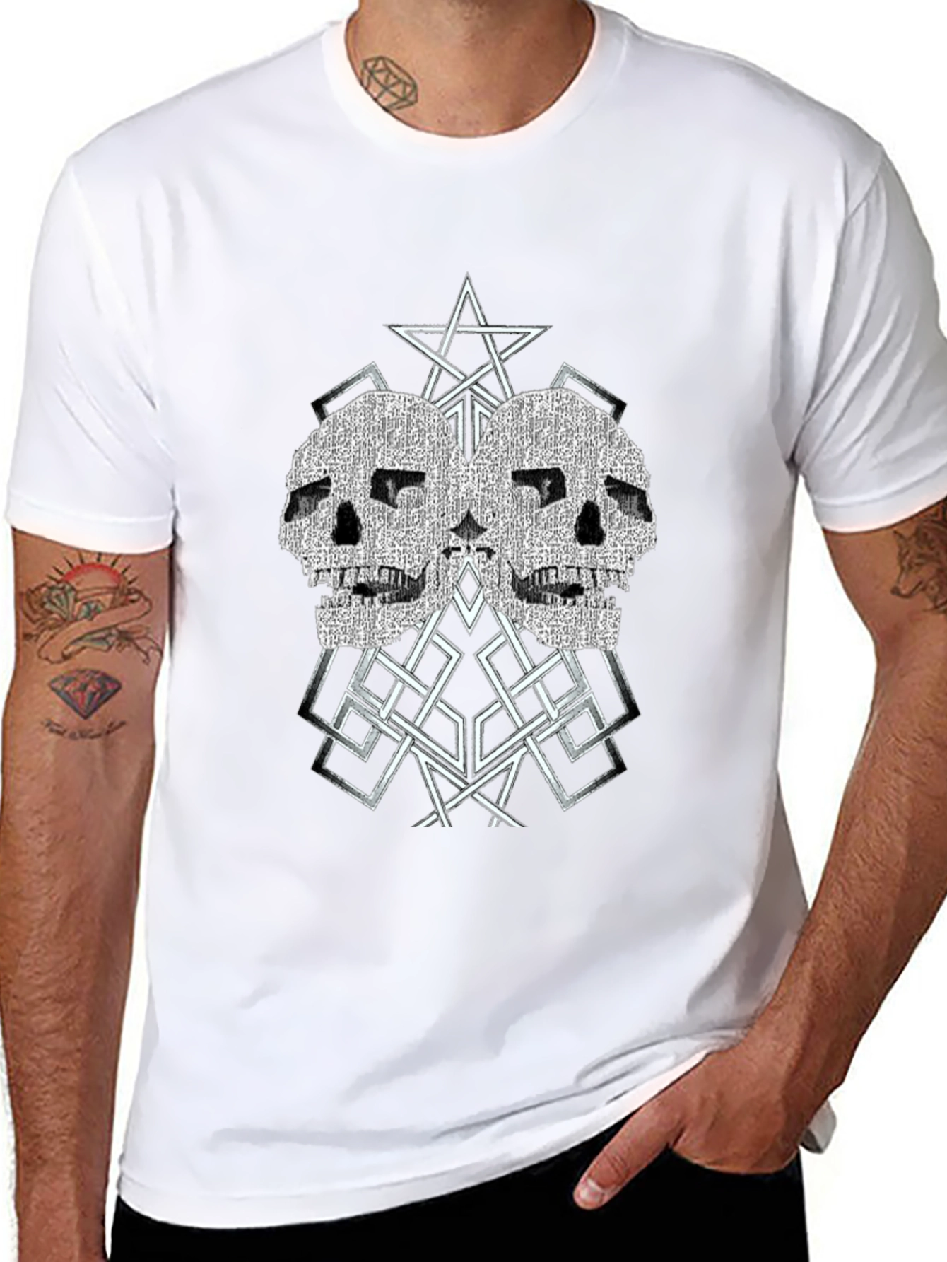 Skull Star Graphic Tee - Black Cotton Blend