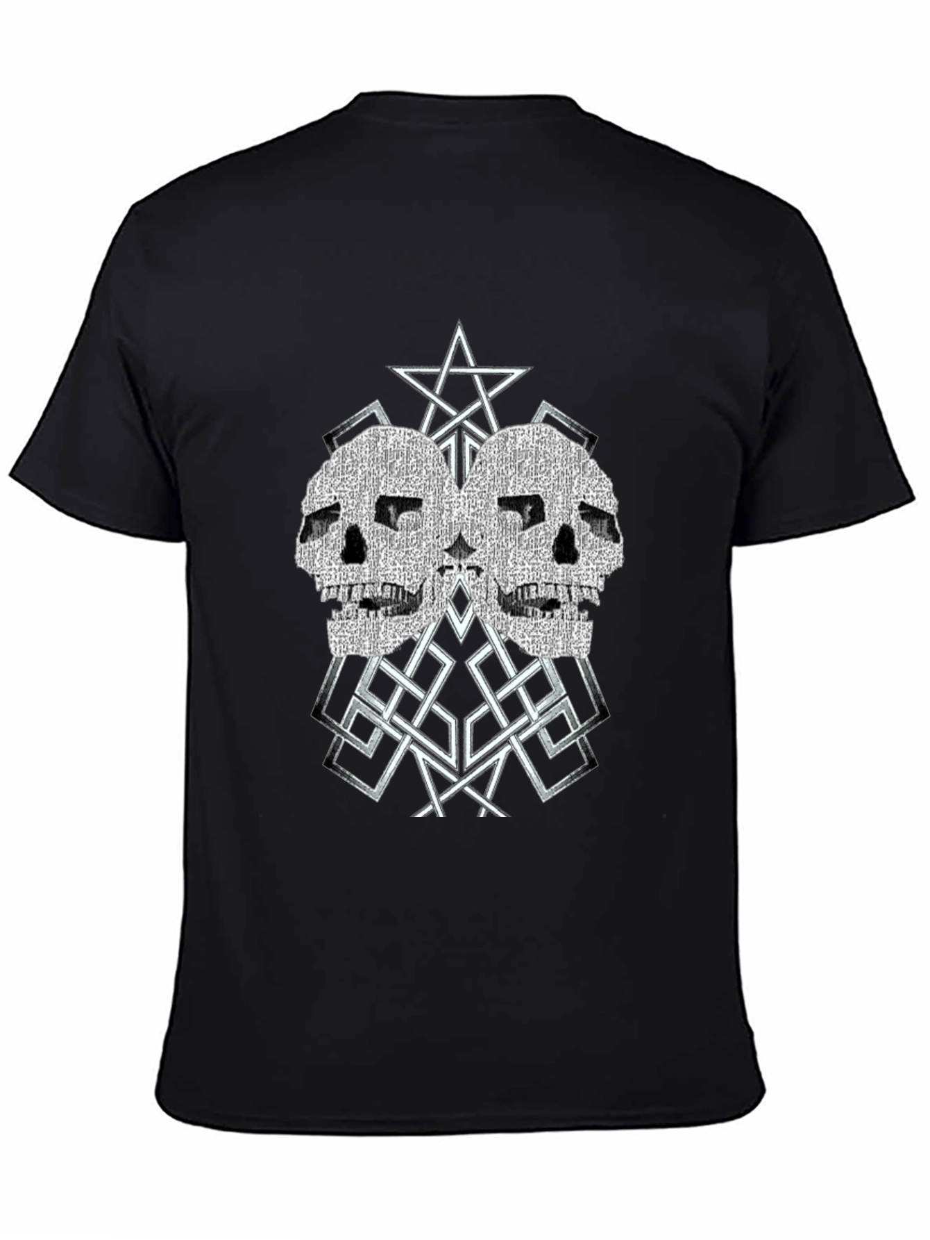 Skull Star Graphic Tee - Black Cotton Blend