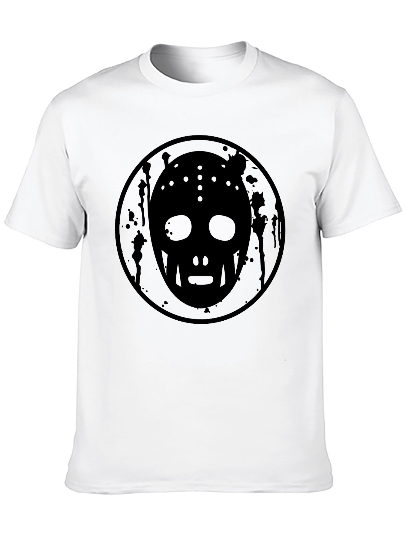 Mens Black Hockey Mask Graphic Tee
