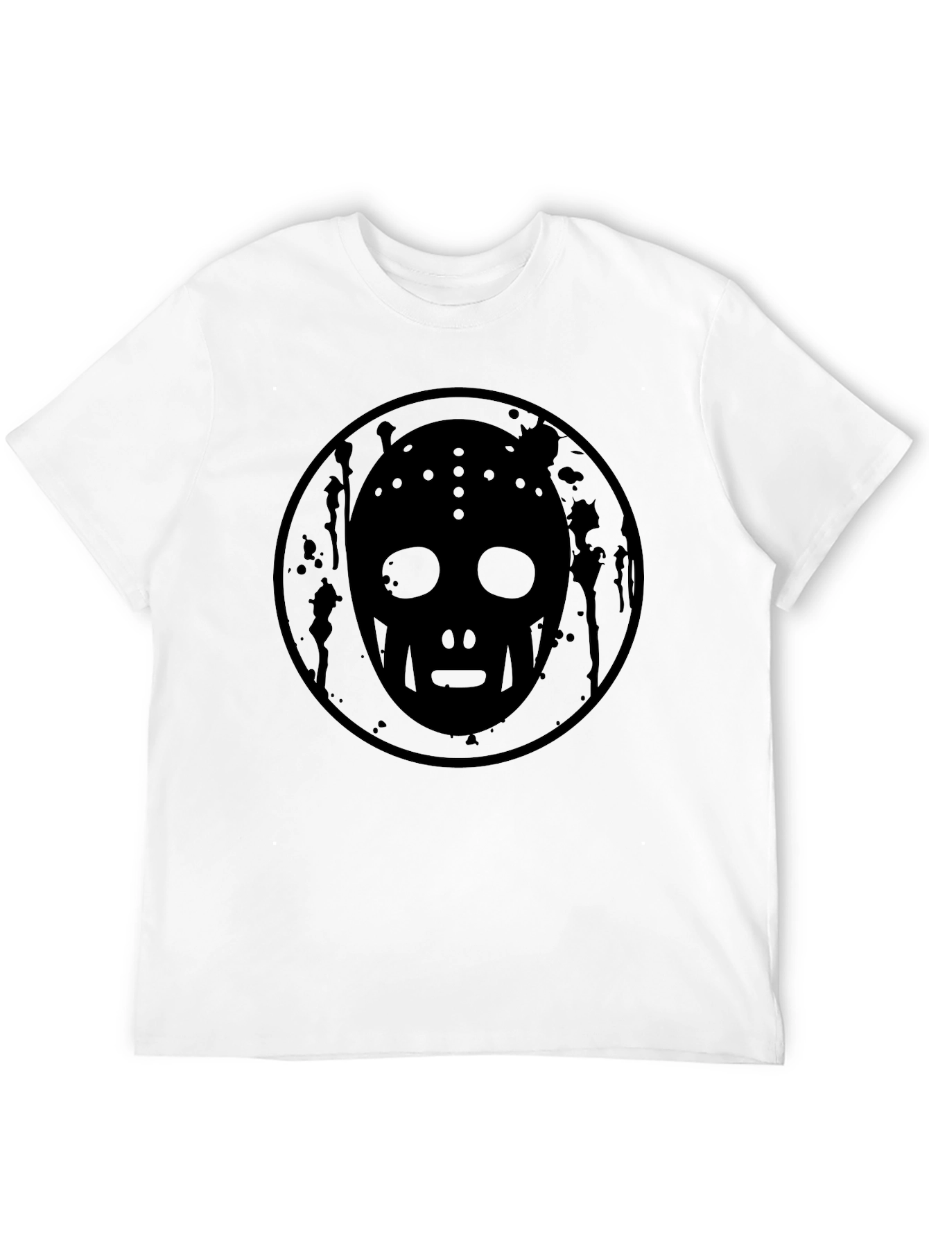 Mens Black Hockey Mask Graphic Tee