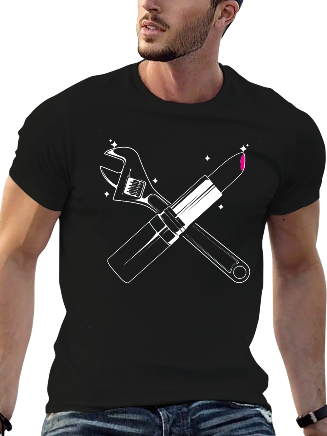 Wrench & Lipstick Graphic Tee - Mechanic Glam