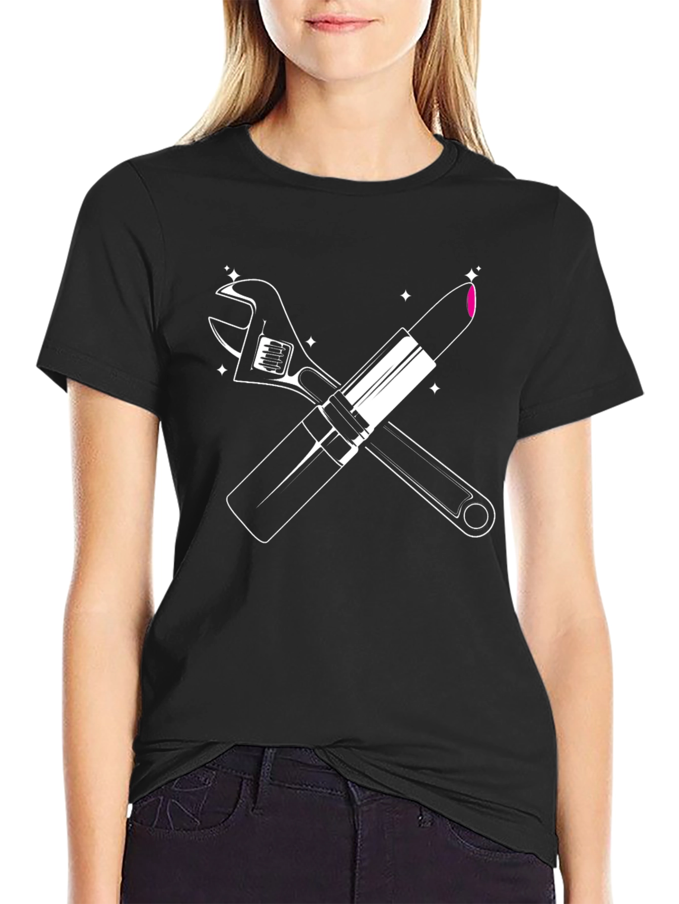 Wrench & Lipstick Graphic Tee - Mechanic Glam