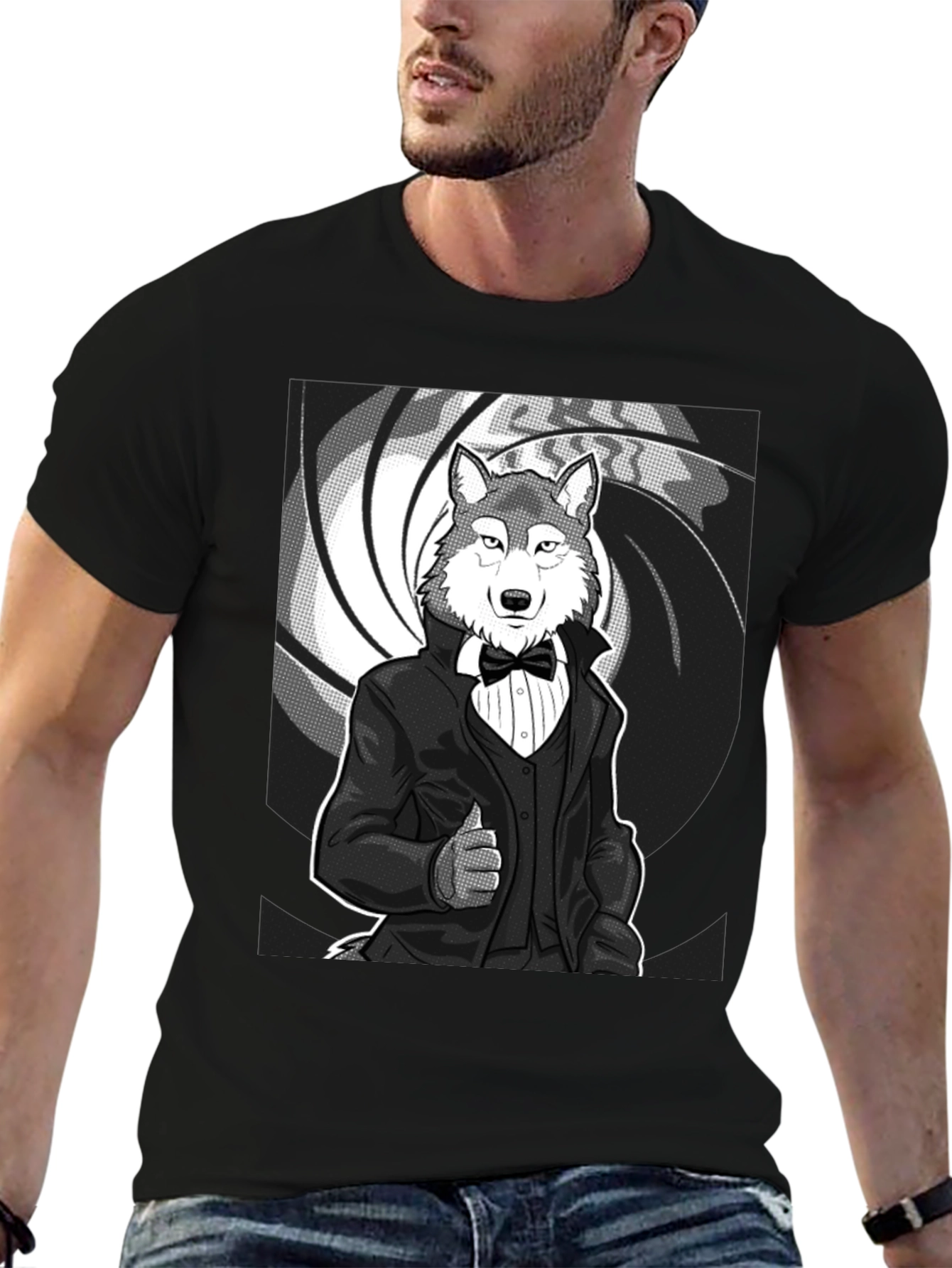 Wolf Tuxedo T-Shirt - Suave and Sophisticated Style