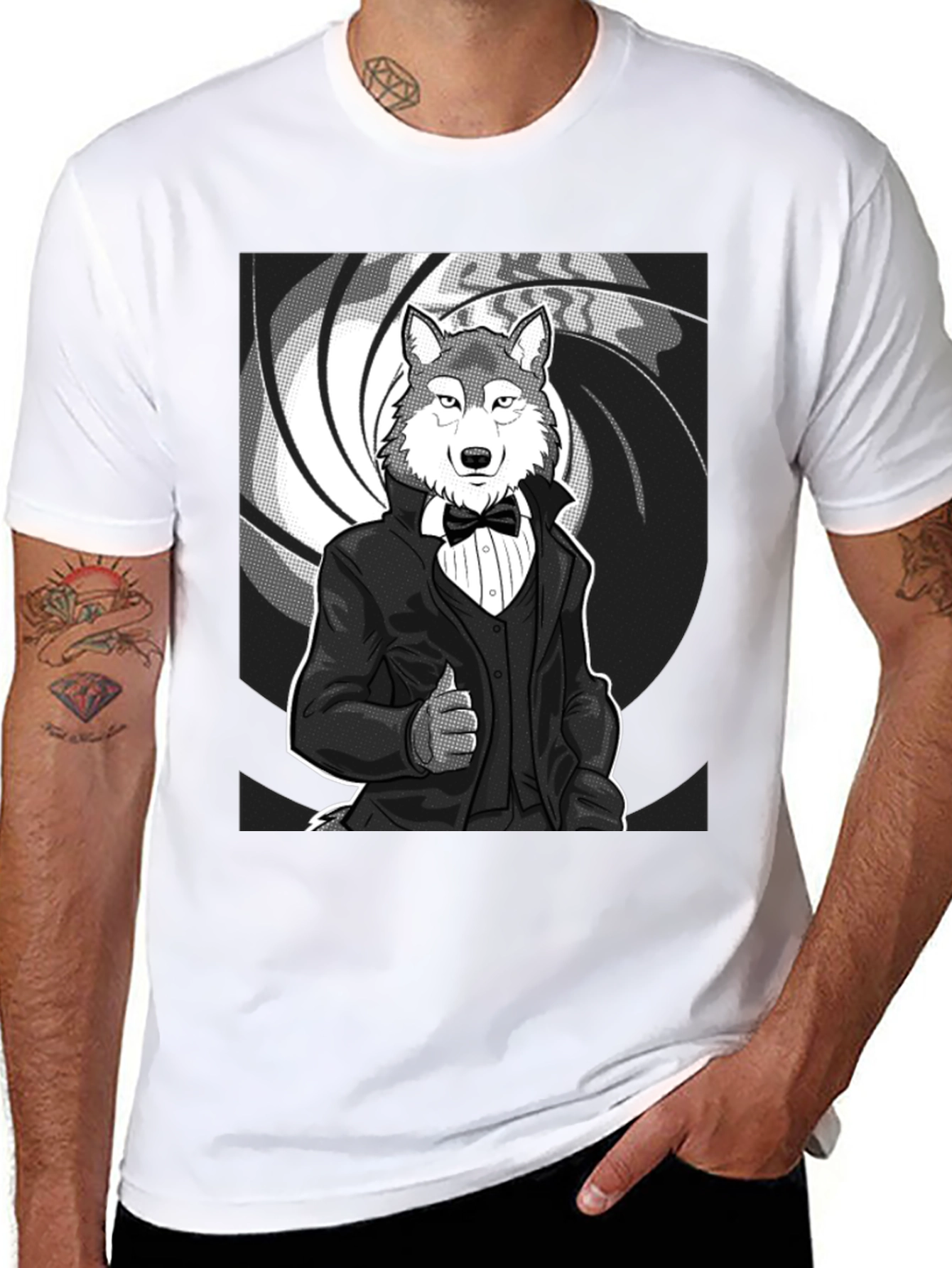 Wolf Tuxedo T-Shirt - Suave and Sophisticated Style
