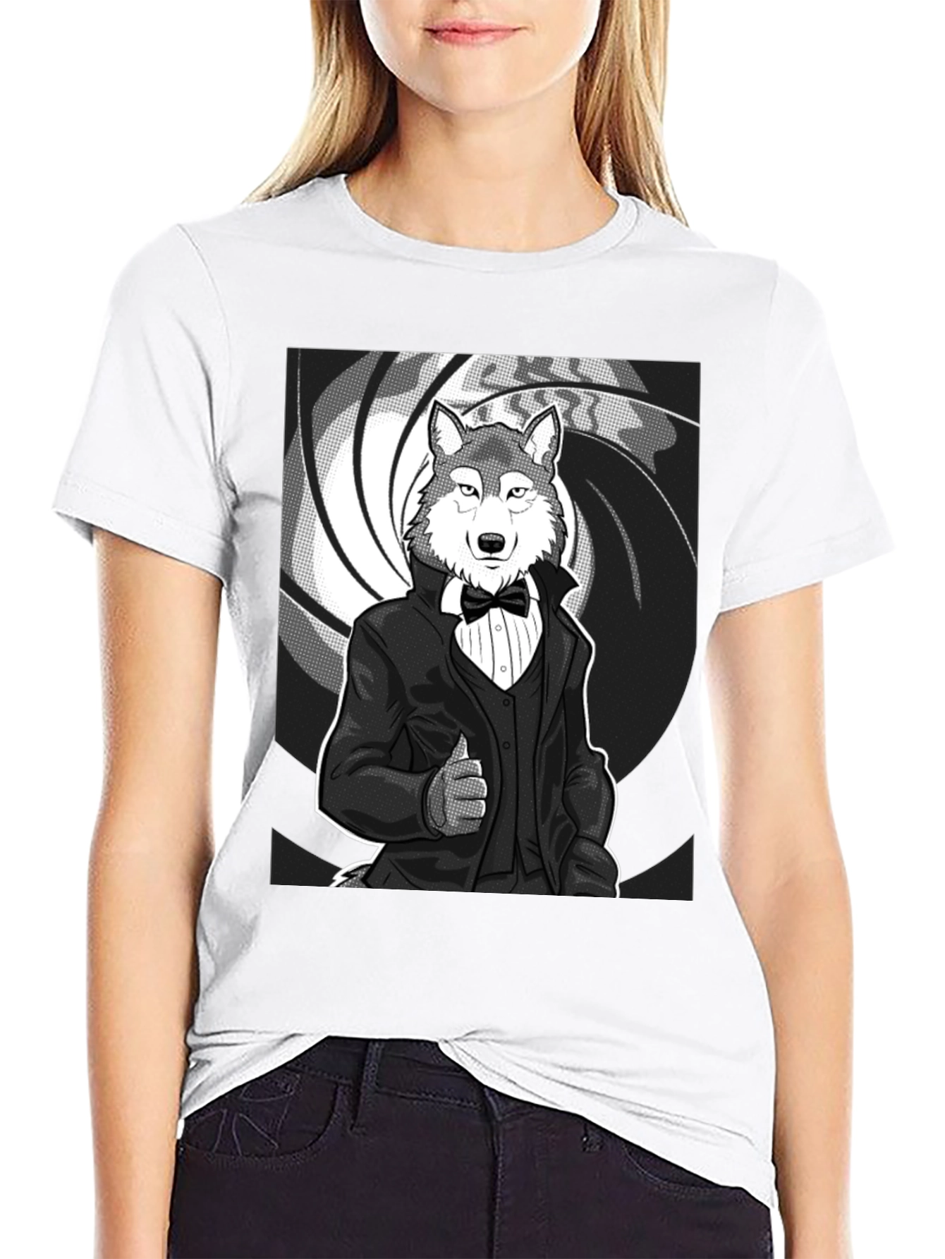 Wolf Tuxedo T-Shirt - Suave and Sophisticated Style