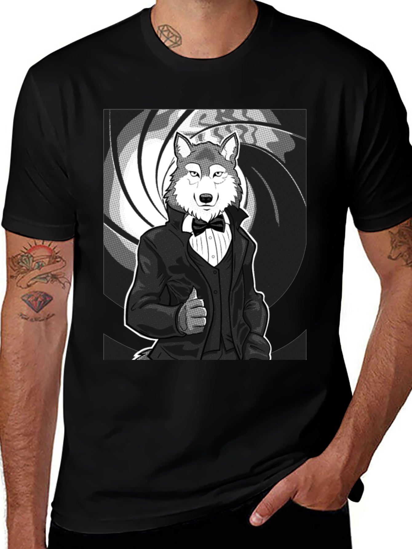 Wolf Tuxedo T-Shirt - Suave and Sophisticated Style