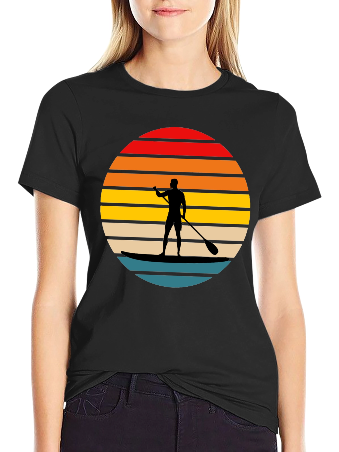 Paddle Board Sunset Graphic T-Shirt