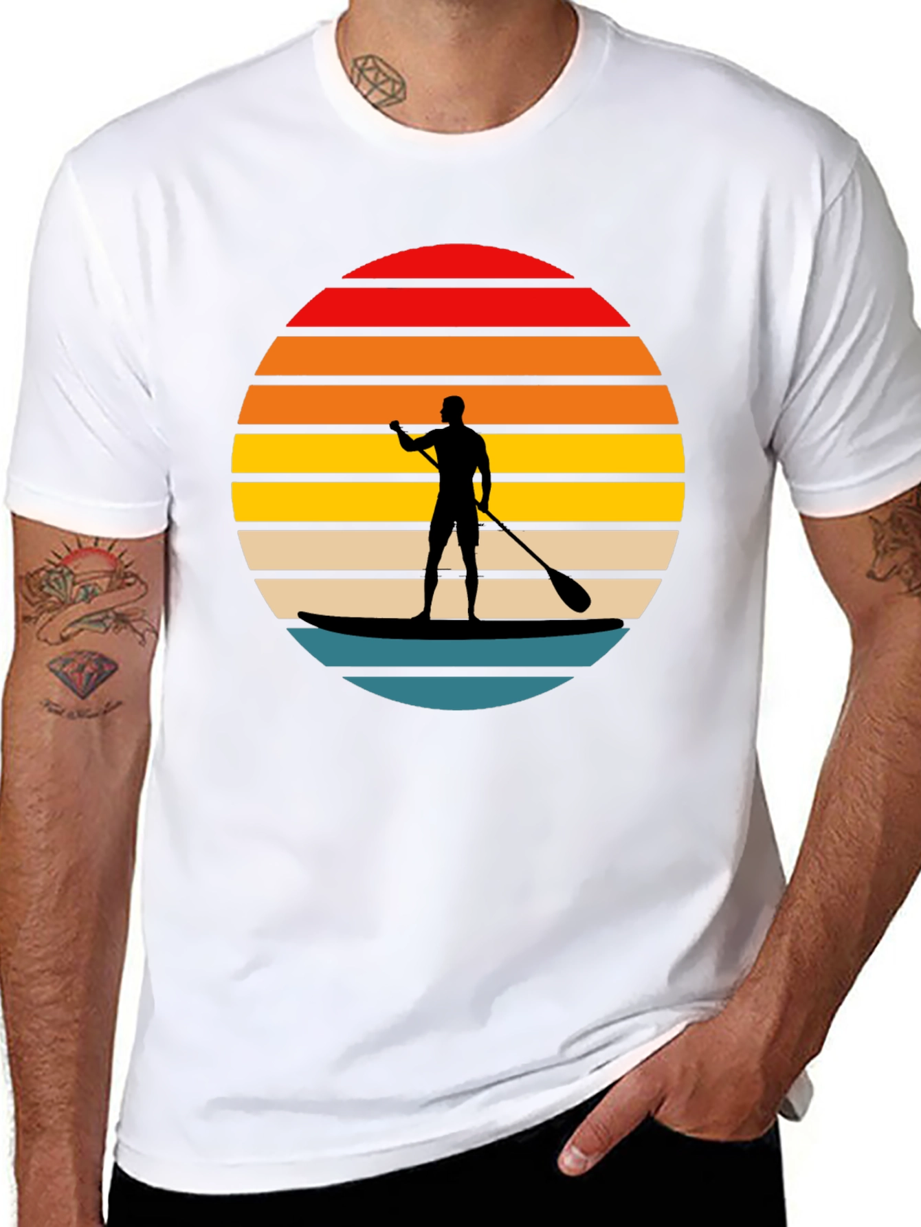 Paddle Board Sunset Graphic T-Shirt