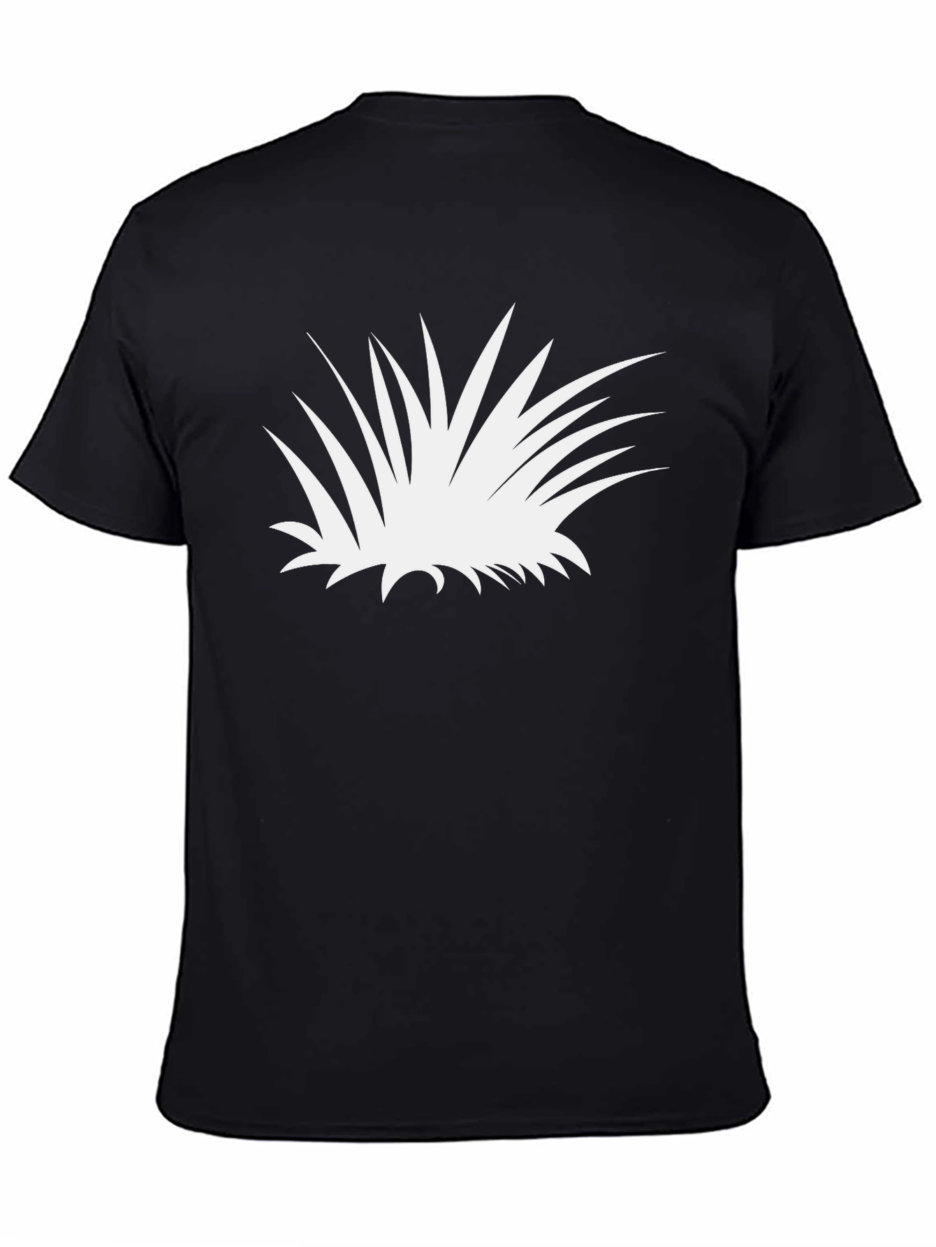 Abstract White Plant Graphic Tee - Black Cotton Shirt