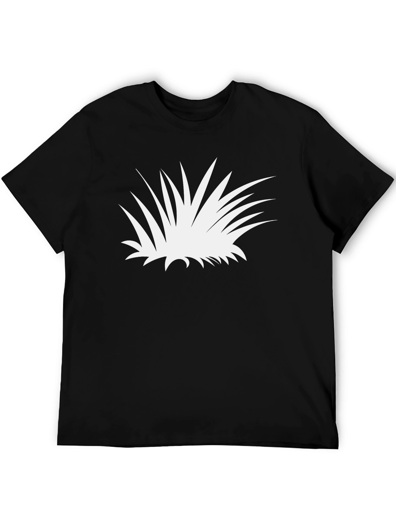 Abstract White Plant Graphic Tee - Black Cotton Shirt