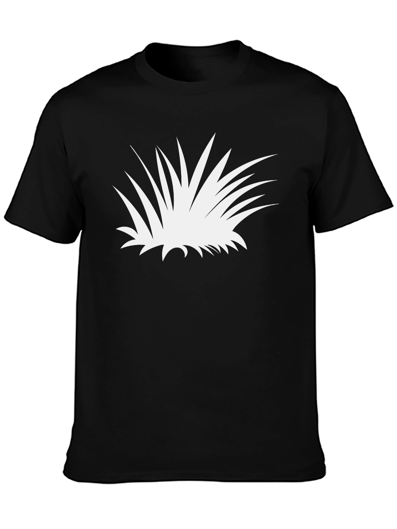 Abstract White Plant Graphic Tee - Black Cotton Shirt