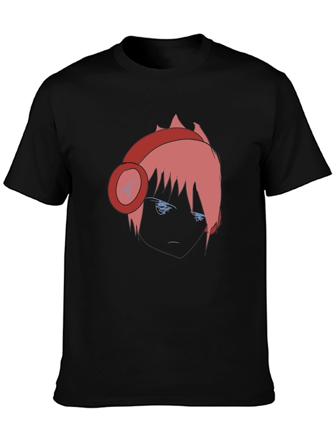Anime Gamer Graphic Tee - Stylish Black Cotton T-Shirt