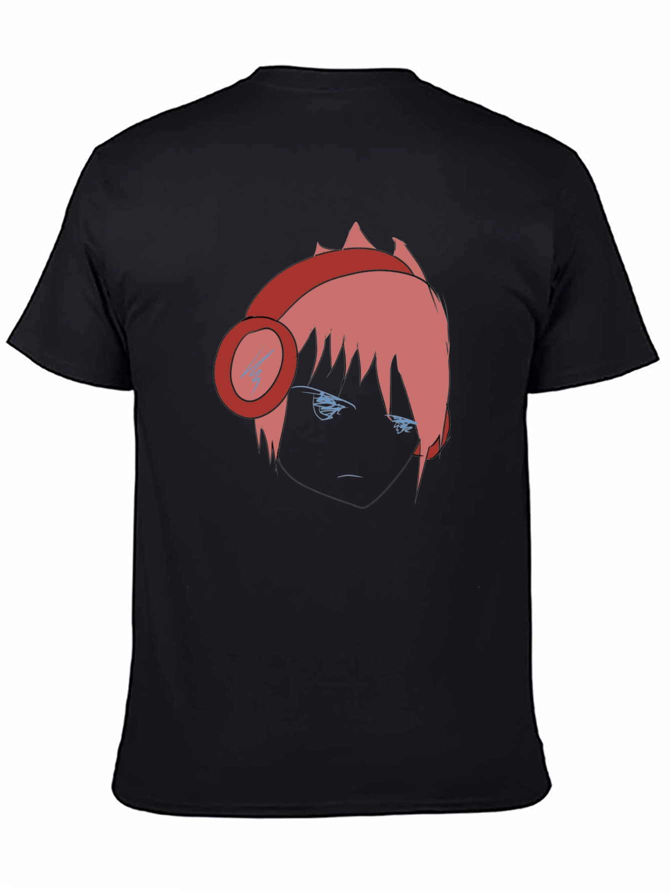 Anime Gamer Graphic Tee - Stylish Black Cotton T-Shirt