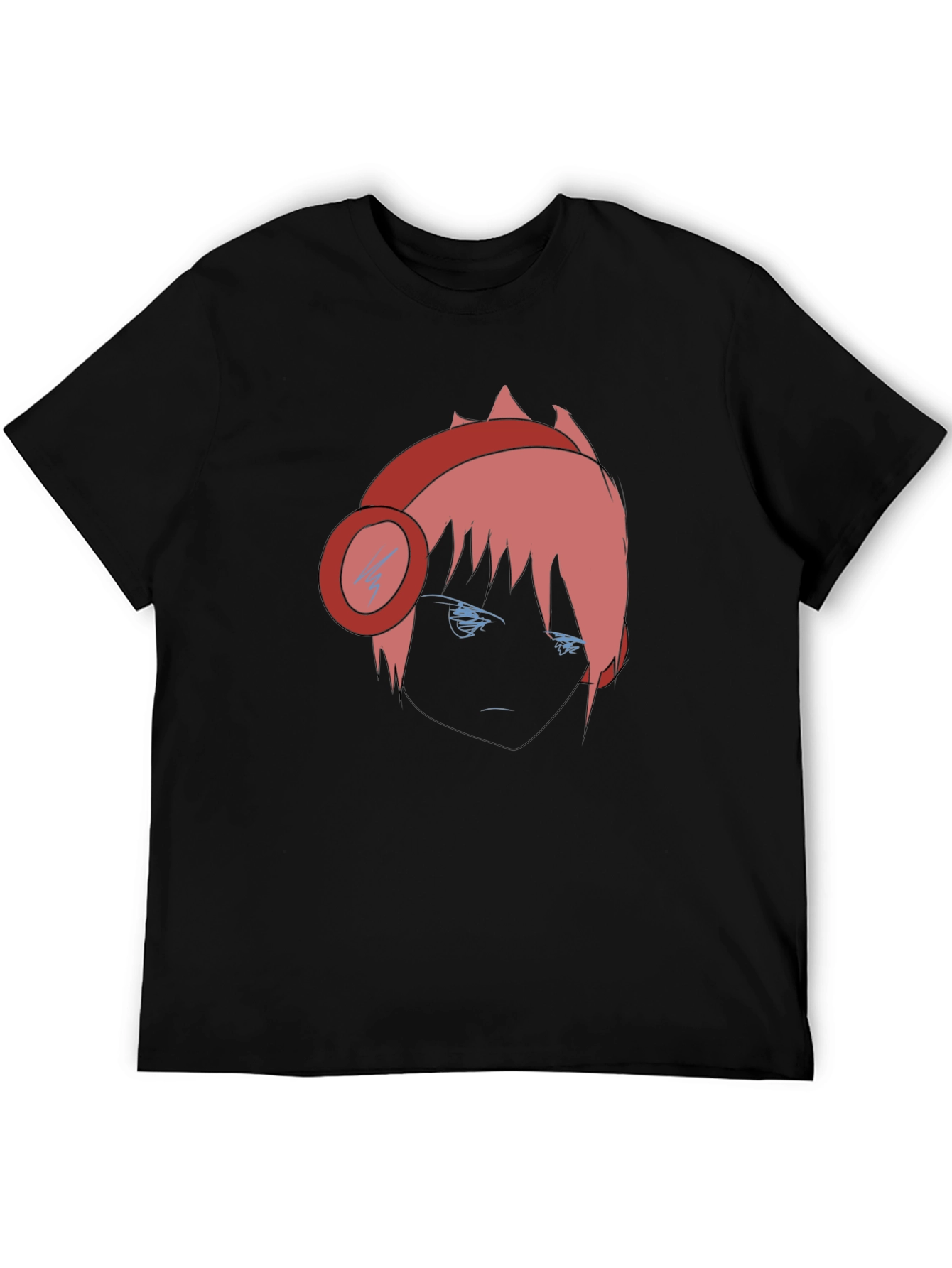 Anime Gamer Graphic Tee - Stylish Black Cotton T-Shirt