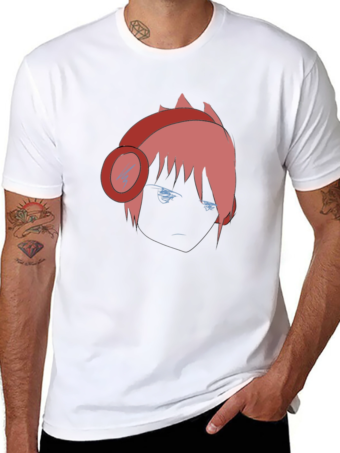 Anime Gamer Graphic Tee - Stylish Black Cotton T-Shirt