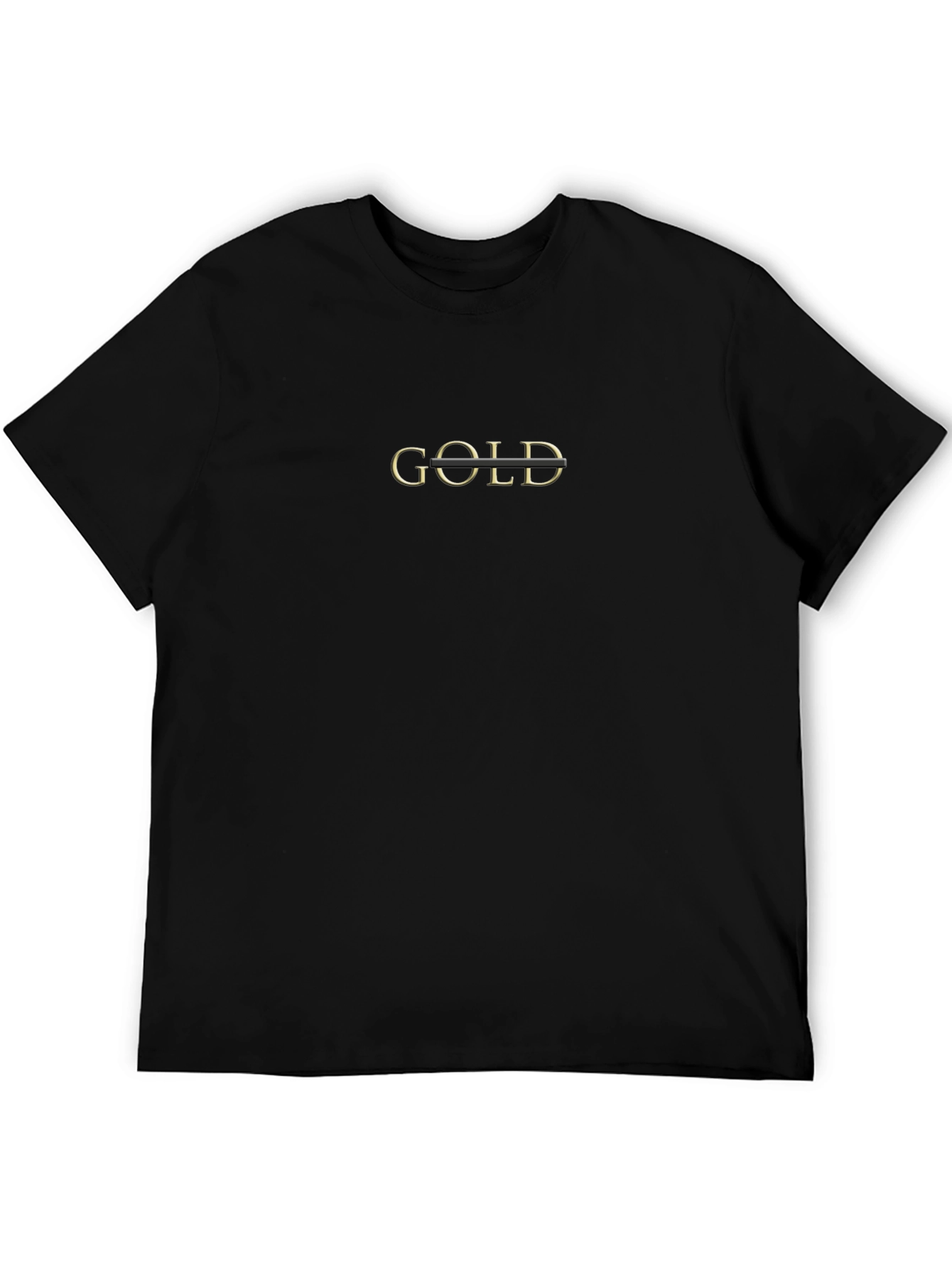 Gold Graphic Print Black T-Shirt