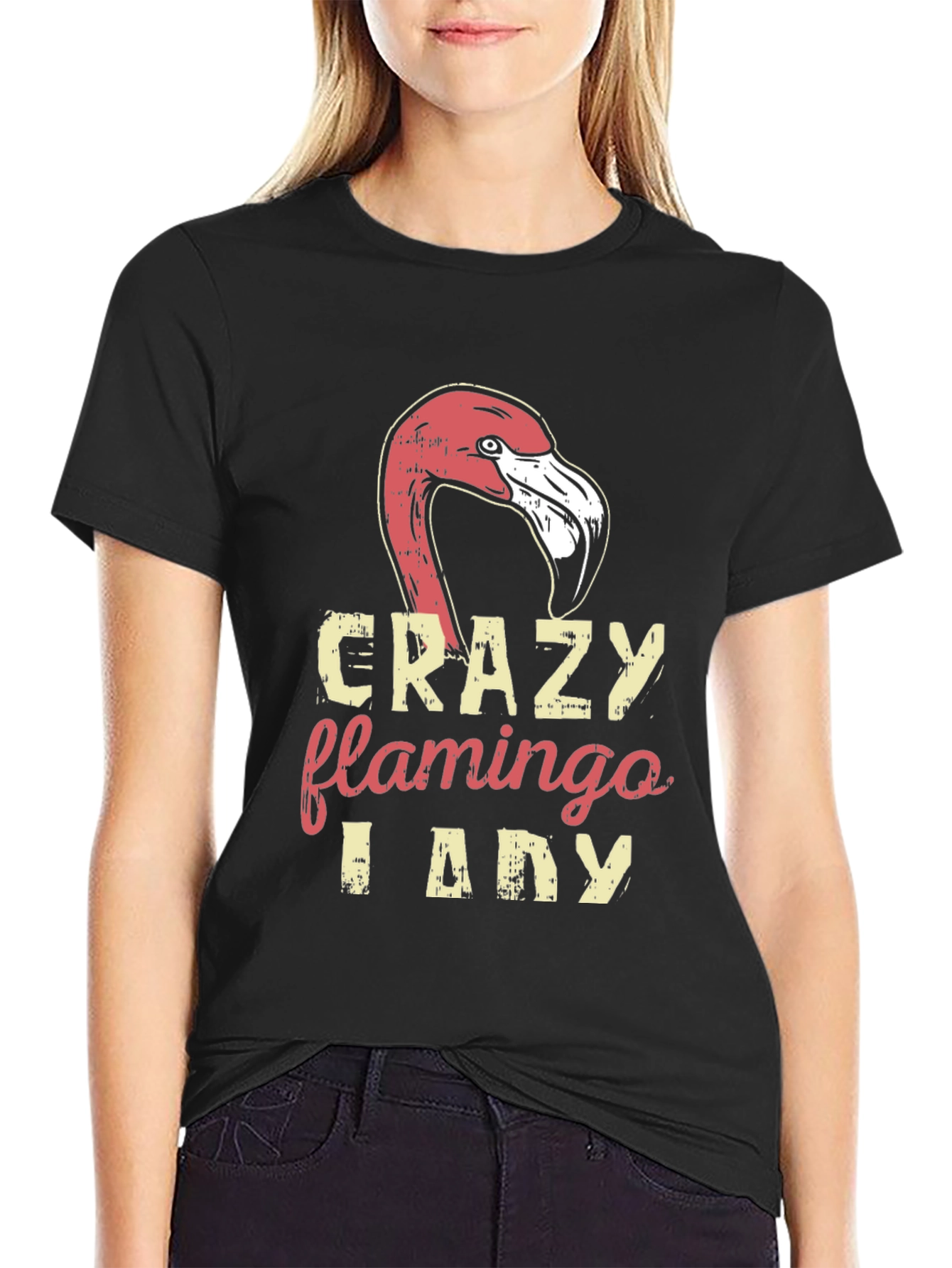 Crazy Flamingo Lady T-Shirt - Graphic Tee