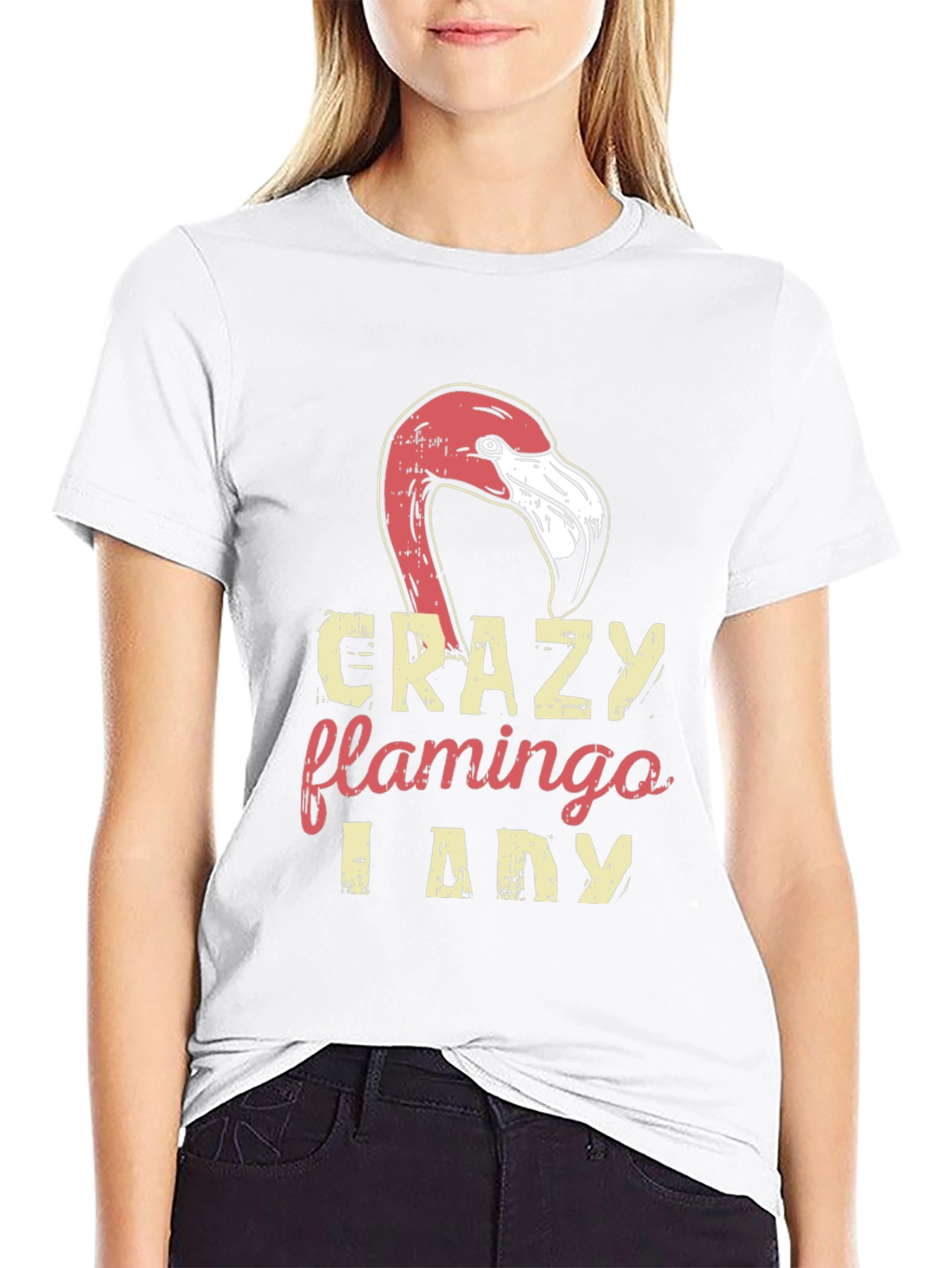 Crazy Flamingo Lady T-Shirt - Graphic Tee
