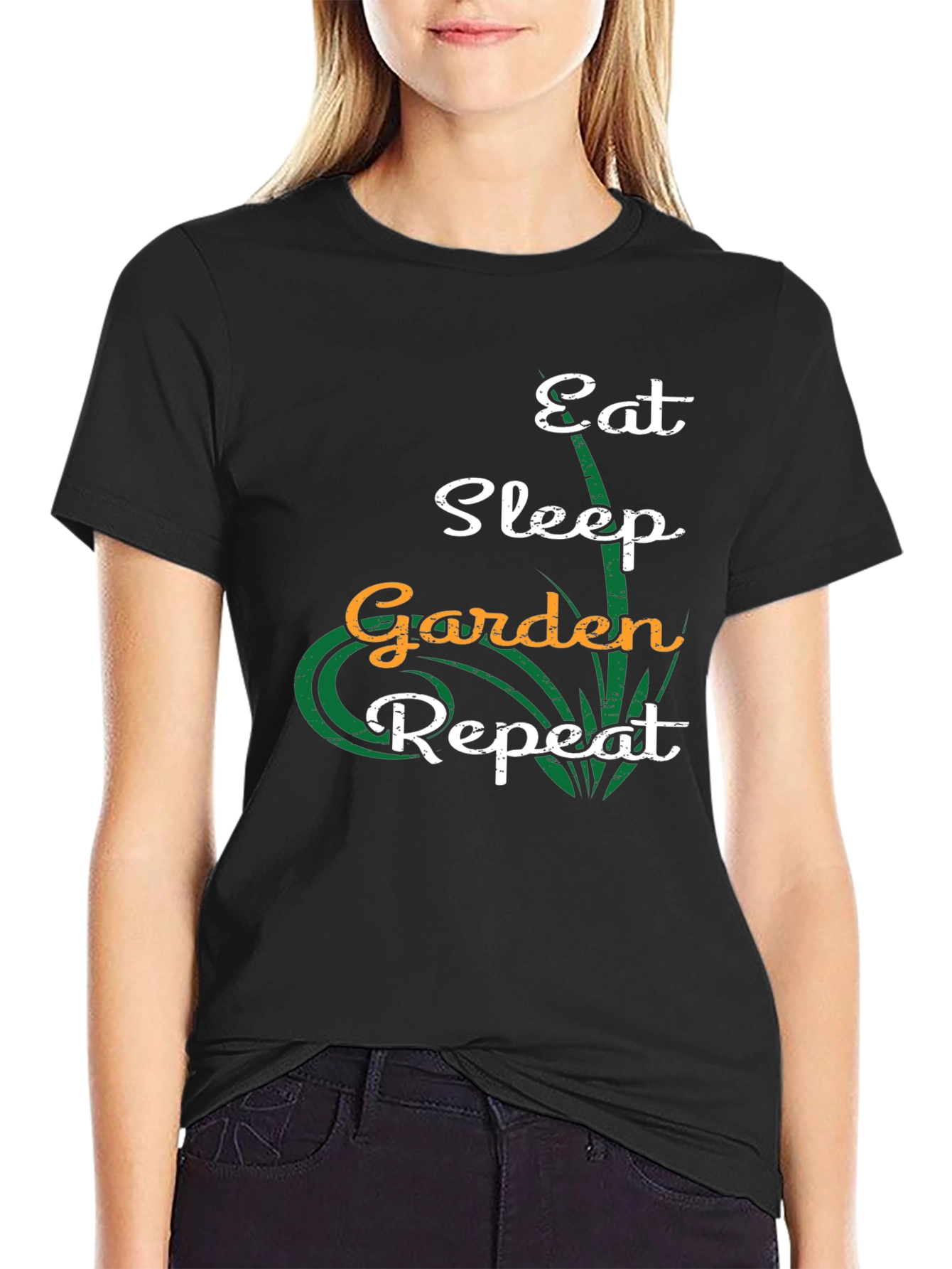 Eat Sleep Garden Repeat Black T-Shirt