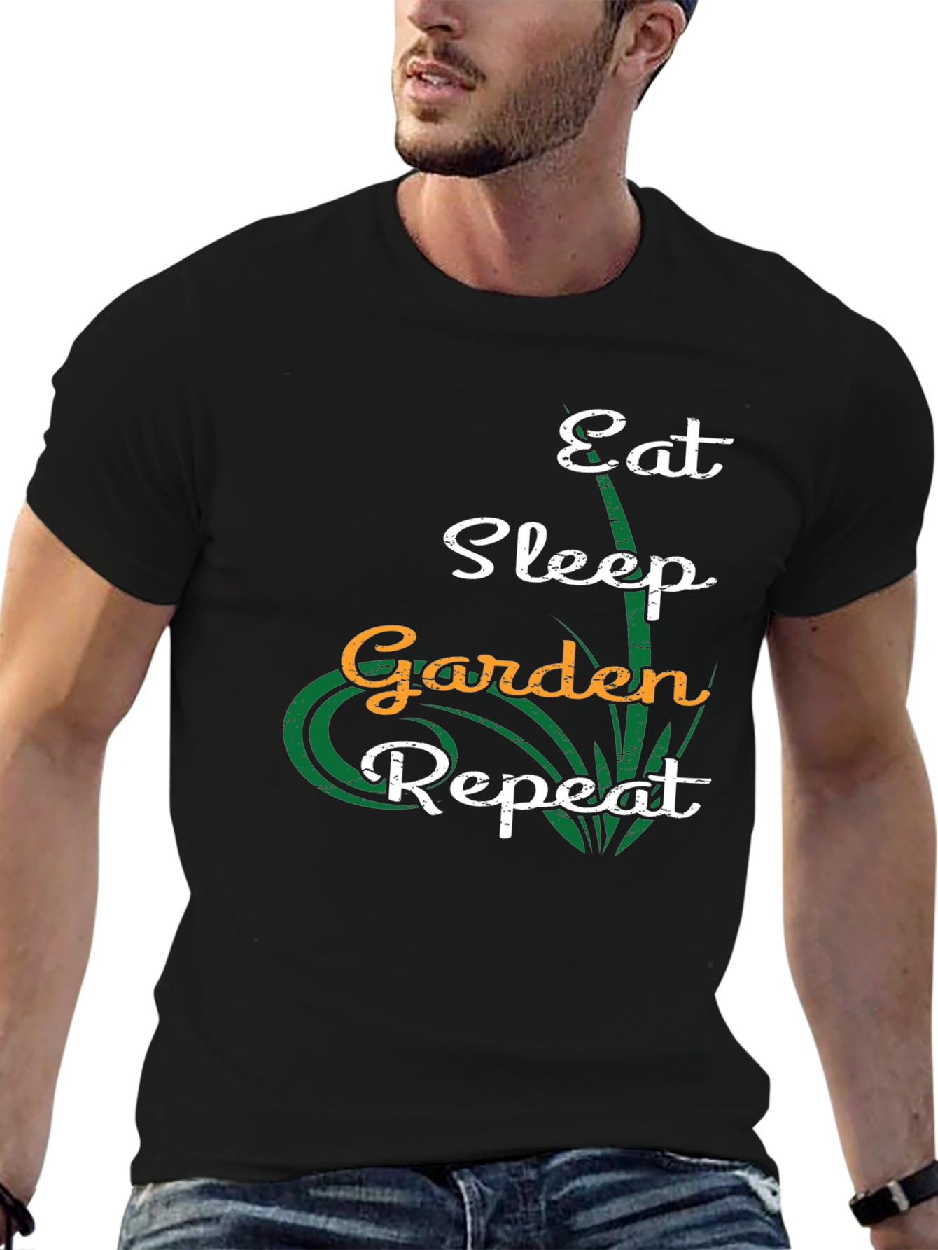 Eat Sleep Garden Repeat Black T-Shirt