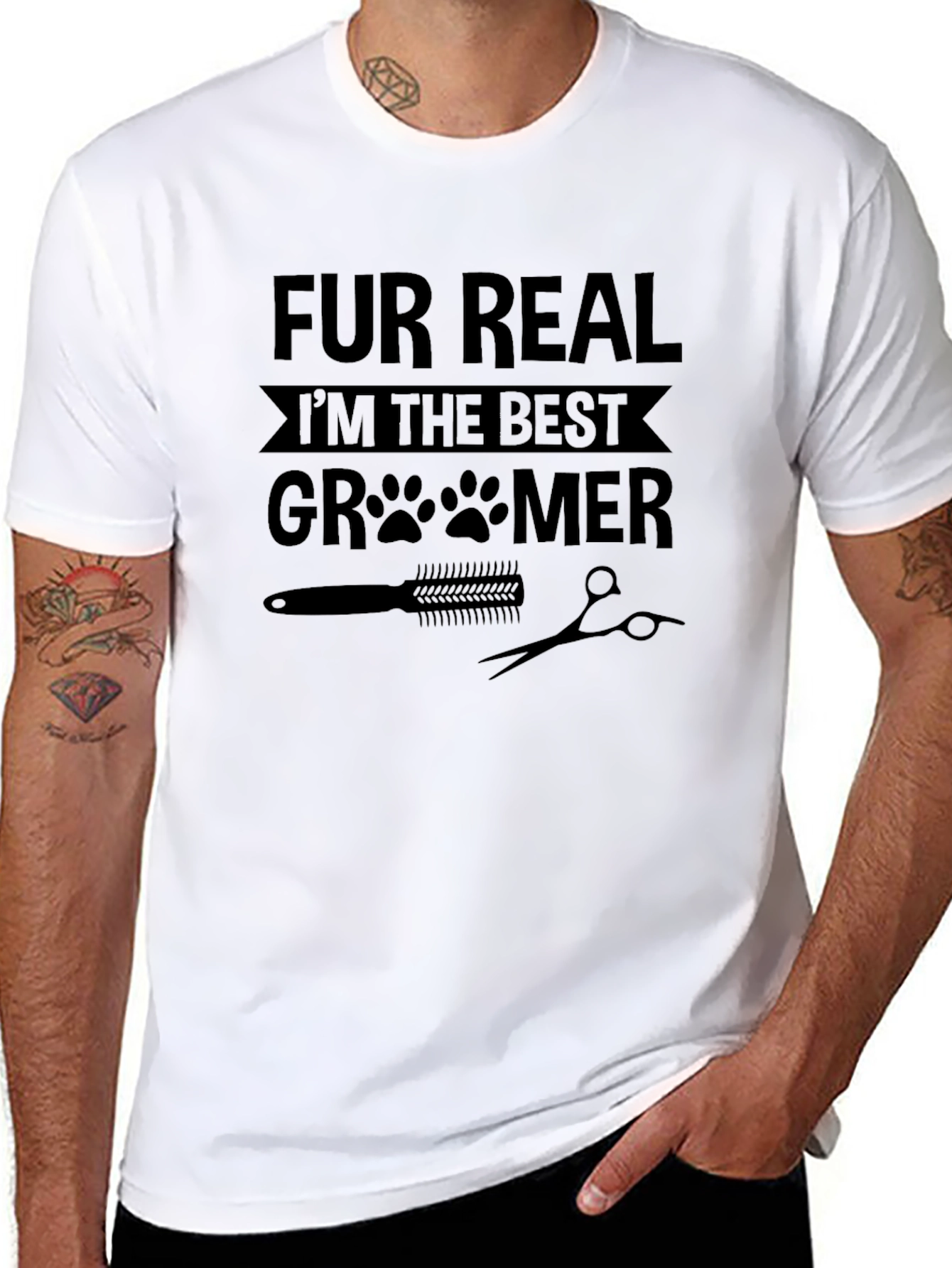 Fur Real Best Groomer Black Graphic T-Shirt