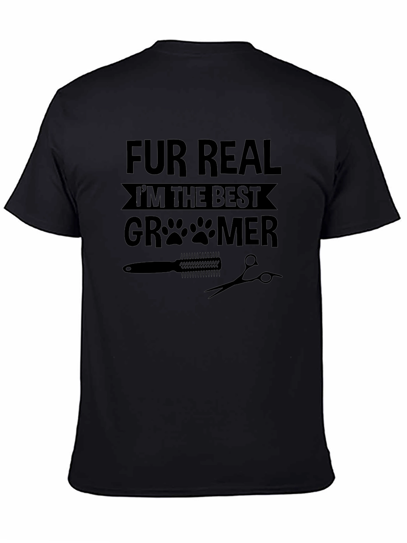 Fur Real Best Groomer Black Graphic T-Shirt
