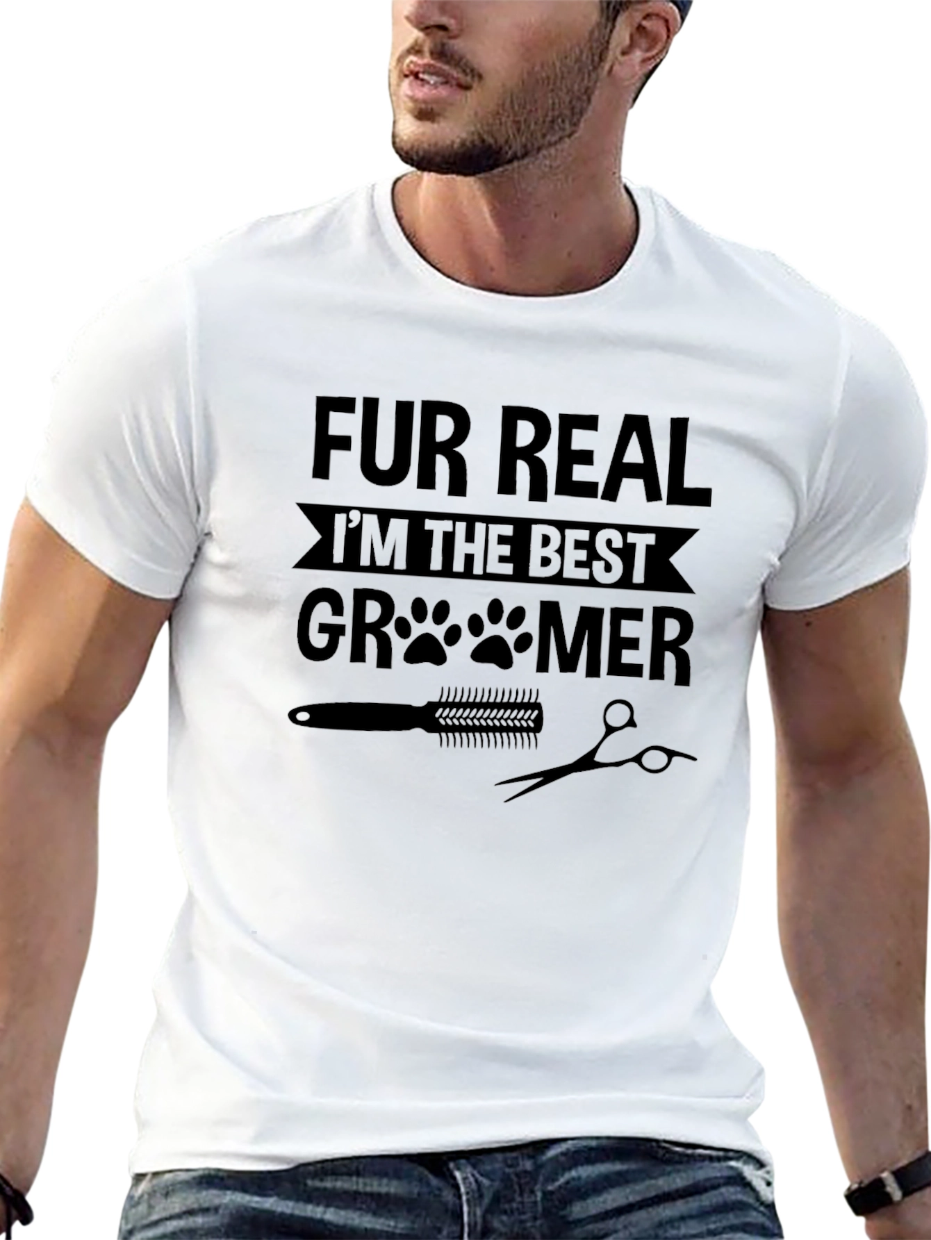 Fur Real Best Groomer Black Graphic T-Shirt