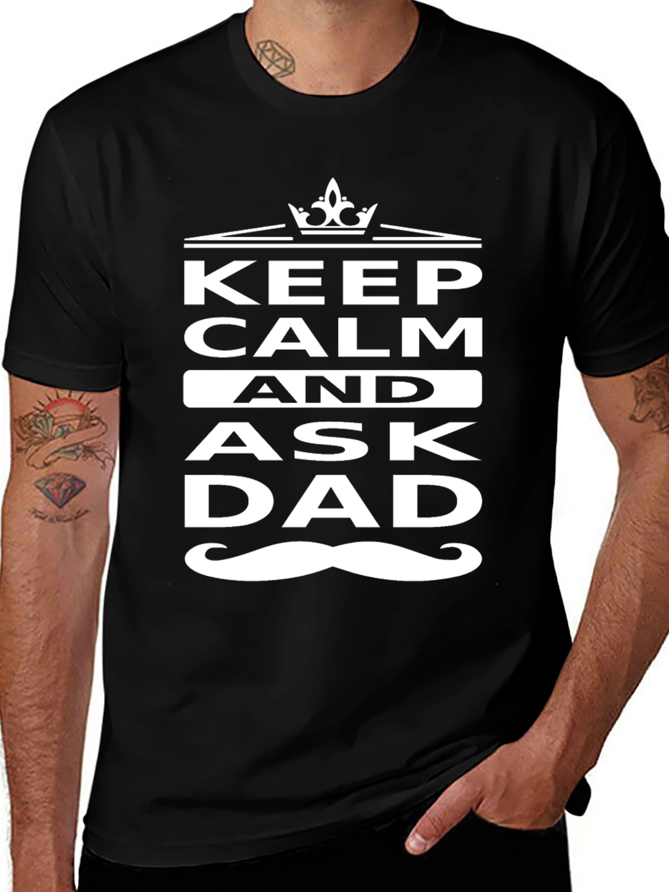 Keep Calm Ask Dad Black T-Shirt