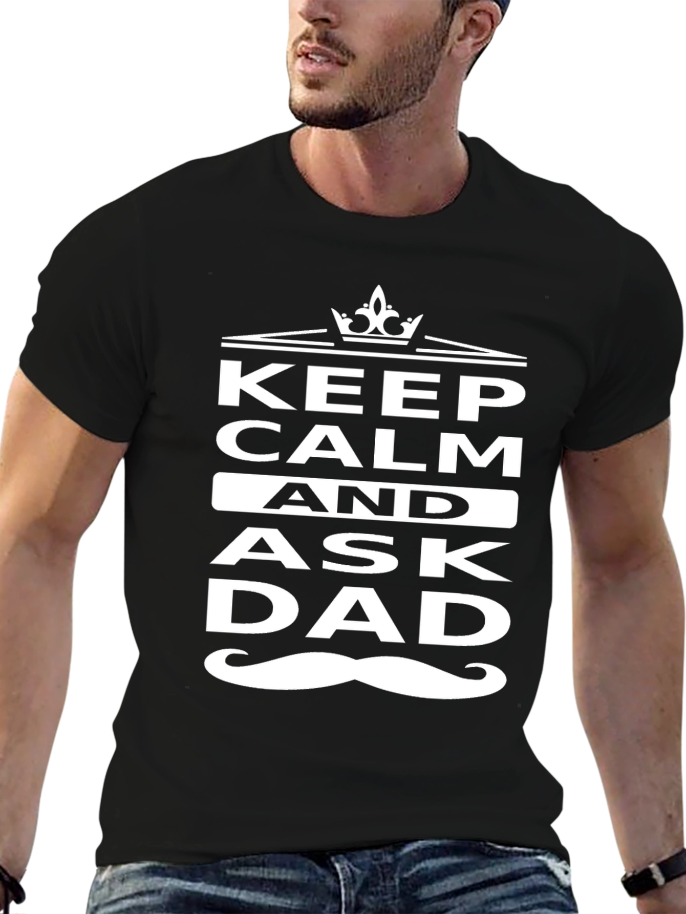 Keep Calm Ask Dad Black T-Shirt