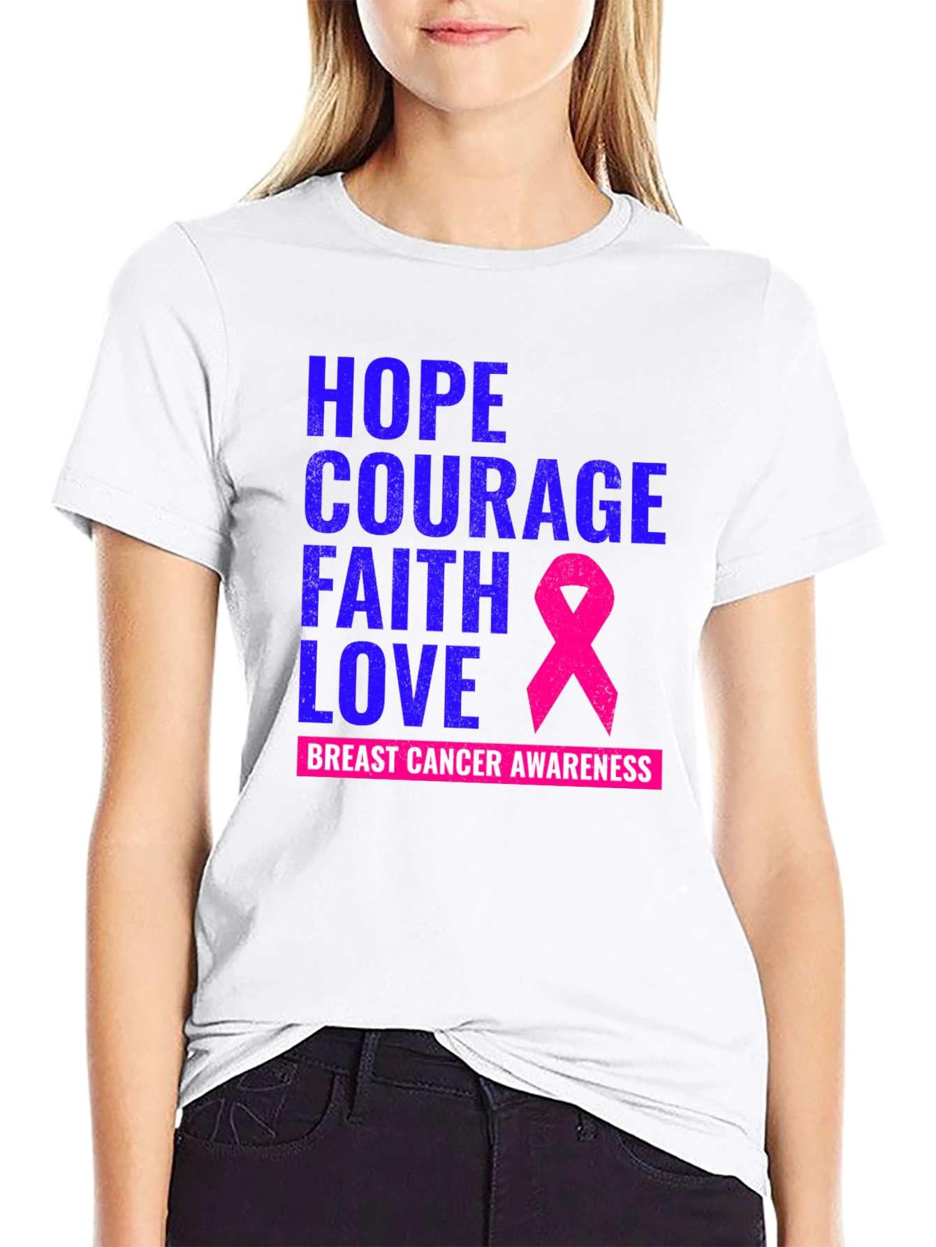 Hope Courage Faith Love Breast Cancer Awareness T-Shirt