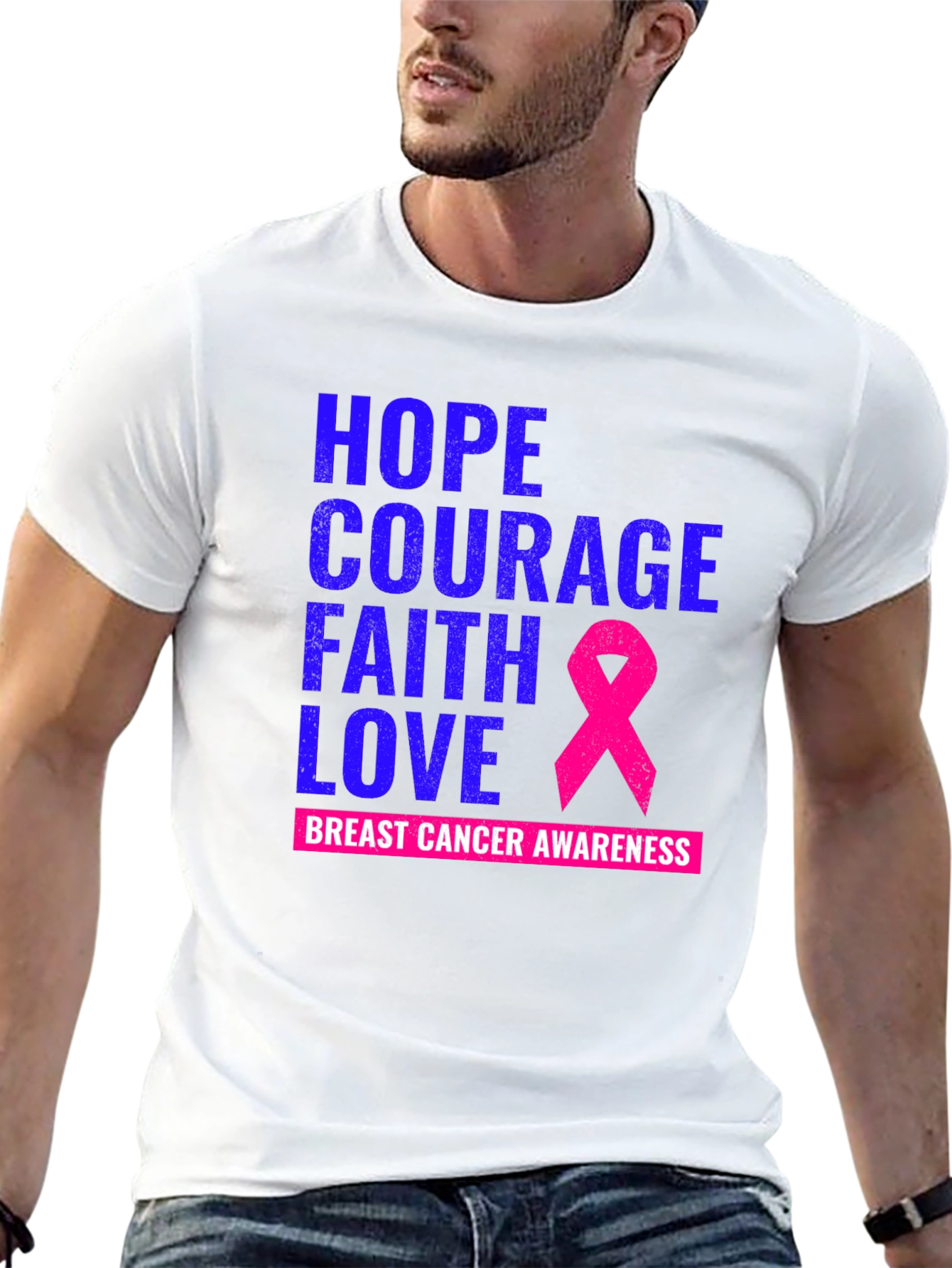 Hope Courage Faith Love Breast Cancer Awareness T-Shirt