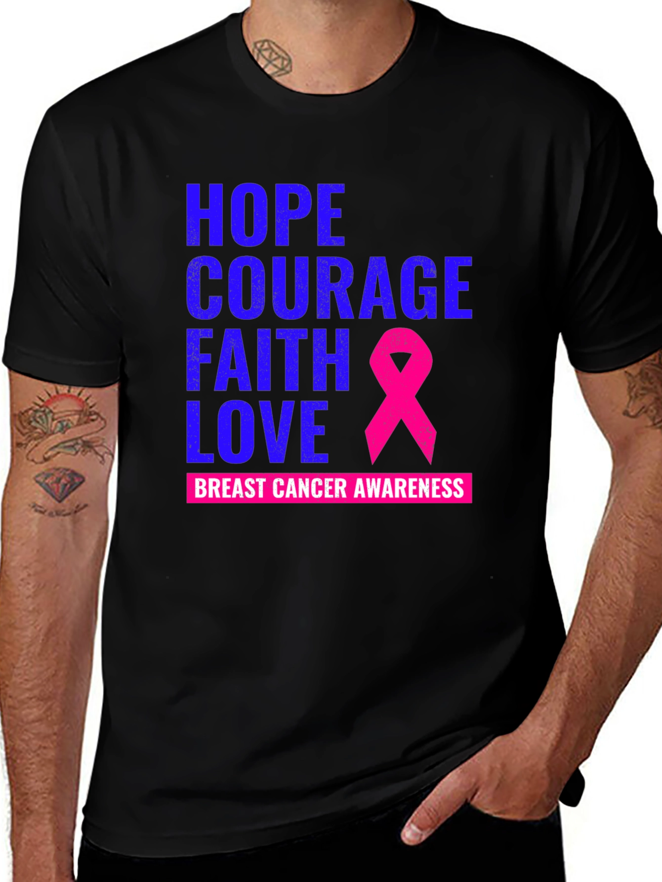 Hope Courage Faith Love Breast Cancer Awareness T-Shirt