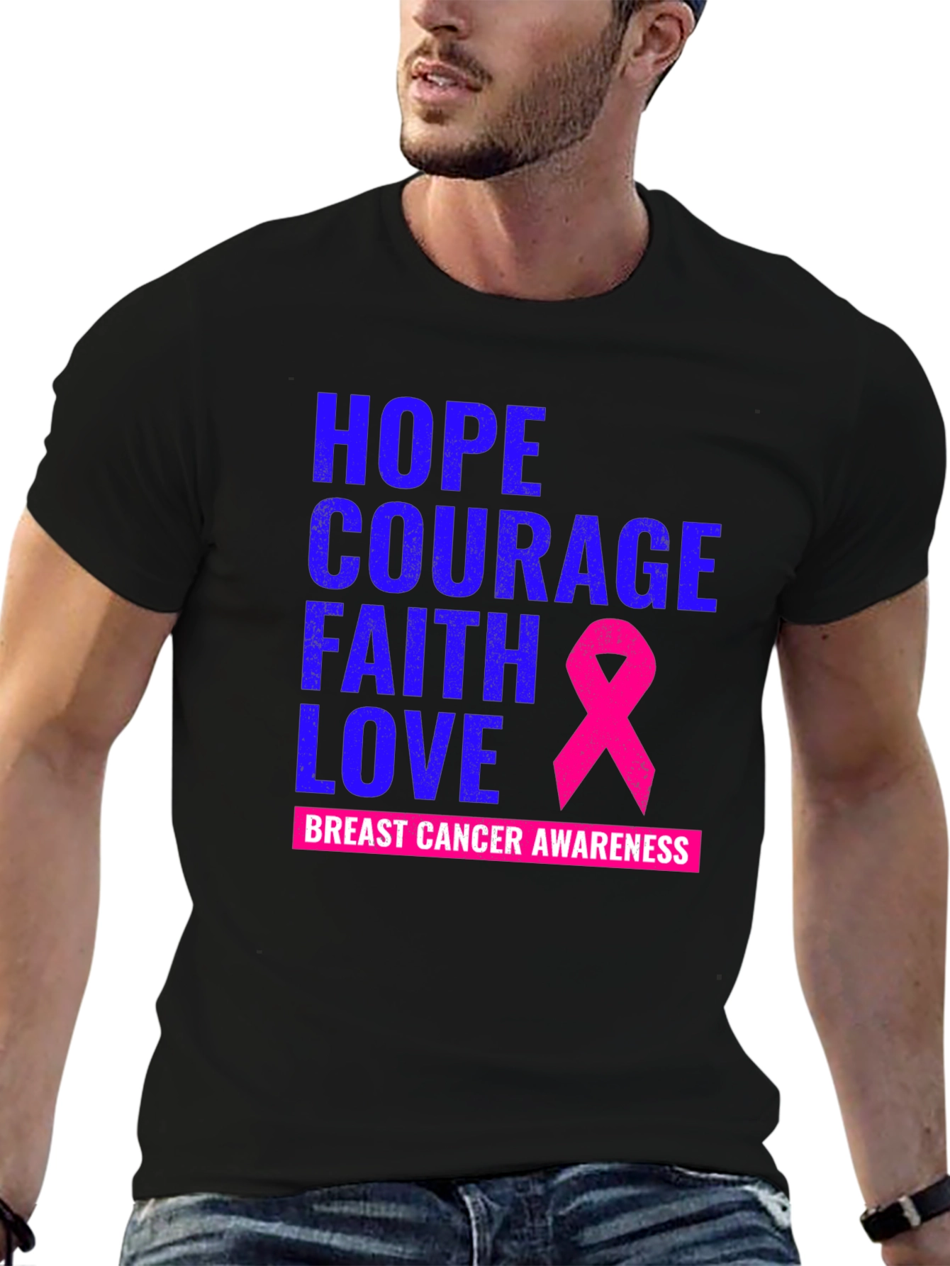 Hope Courage Faith Love Breast Cancer Awareness T-Shirt