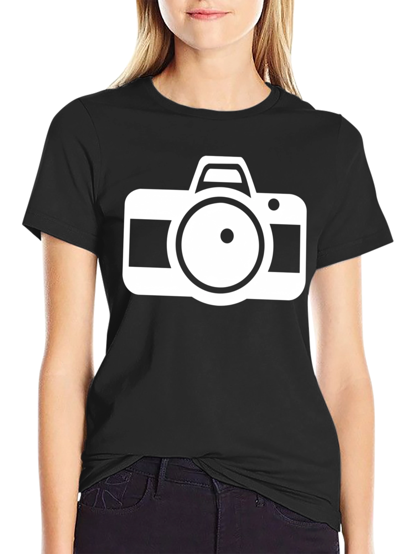 Camera Graphic Tee - Black Cotton Photographer Shirt