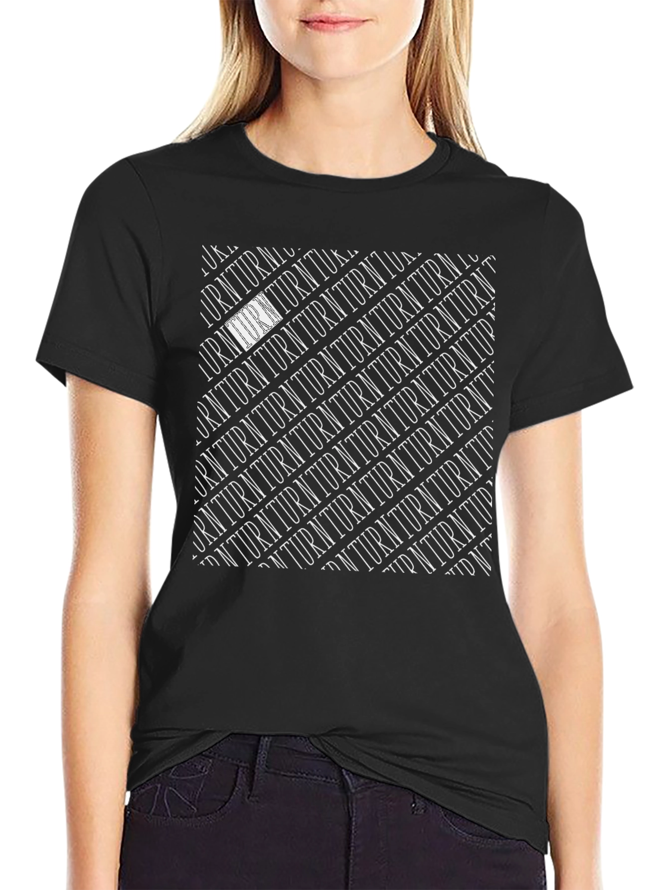 Turn Pattern Black T-Shirt